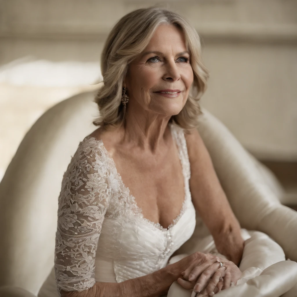 75 years old, Diane Keaton, sexy white corset lingerie, huge beautiful ass, h hd