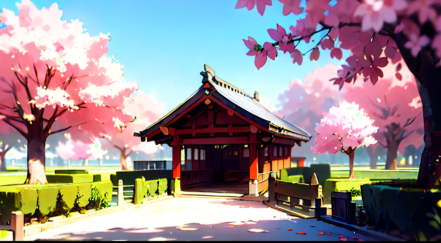 Describe an image of the picturesque Japanese village surrounded by cherry blossoms. ,
hyper-realistic, 8k, ultra hd, Pixar style, Japanese style, cinema 4d, --ar 3:2