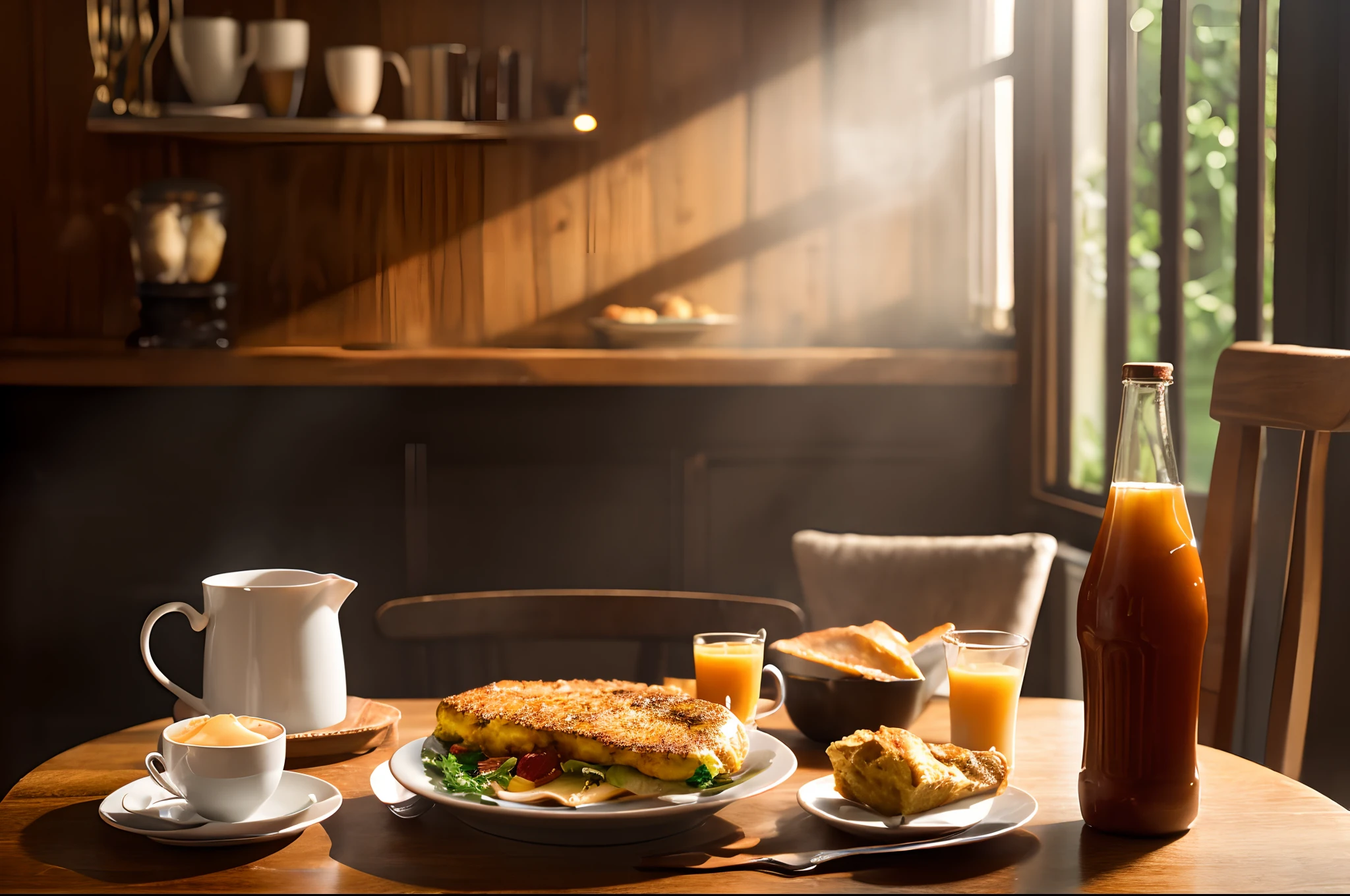 in 8K、top-quality、​masterpiece、profetional lighting、Delicious breakfast