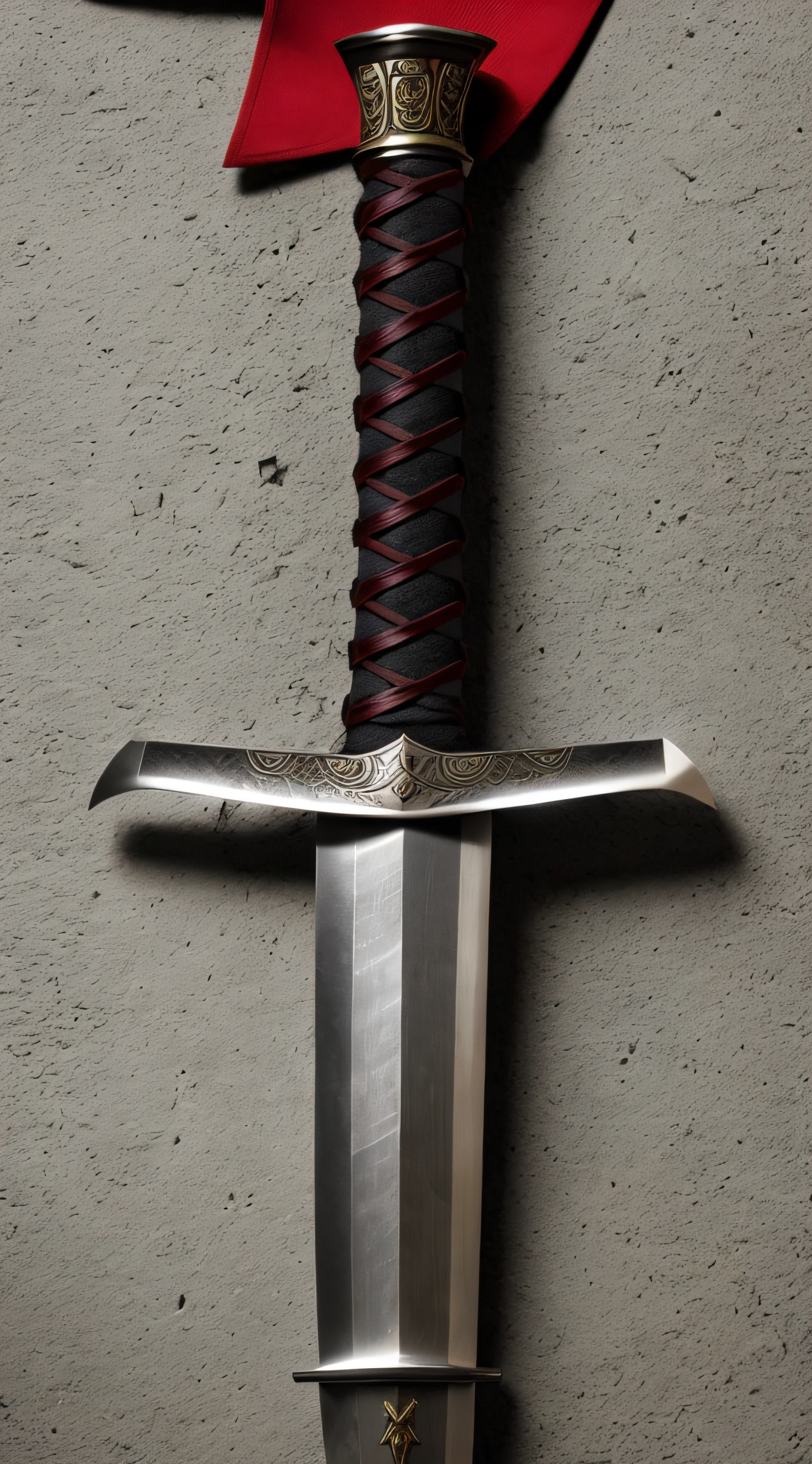 a close up of a sword with a wooden handle on a white background, large sword, medieval sword, two - handed sword, ligtt sword, broad sword, fantasy sword of warrior, fantasy sword, medieval sword on stone, basic steel sword, orkish sword, holstering sword, black and red fantasy sword, armored sword blade, arabian sword, huge oversized sword