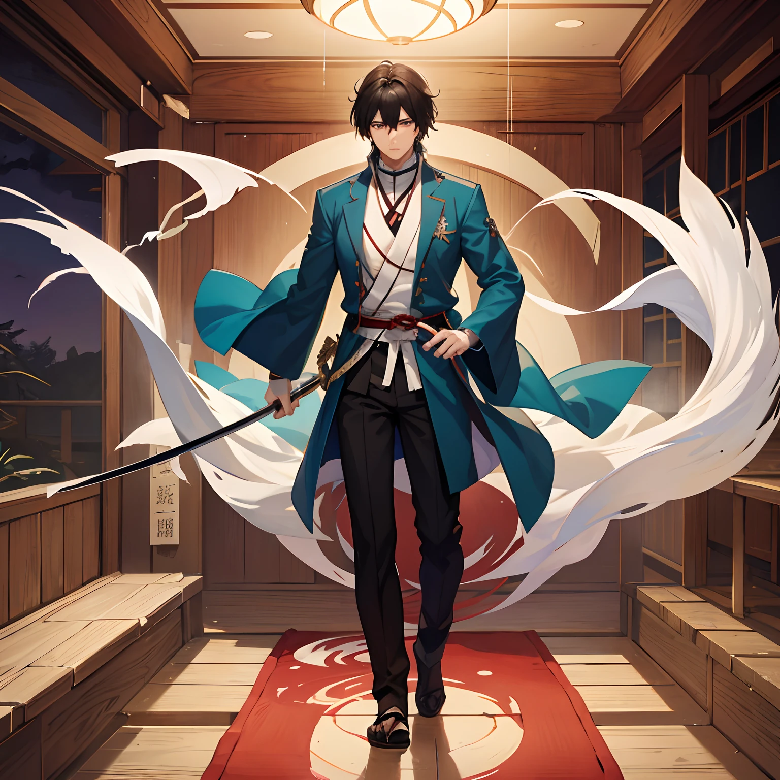 Jushiro Hijikata、The sword、VCharacter bangs、Shinsengumi、Enchanted feet、Fap Material、animesque、A dark-haired、male anime characters、A dark-haired、traditional Japanese room、short-haired、western clothes、twinks、Male、Naked