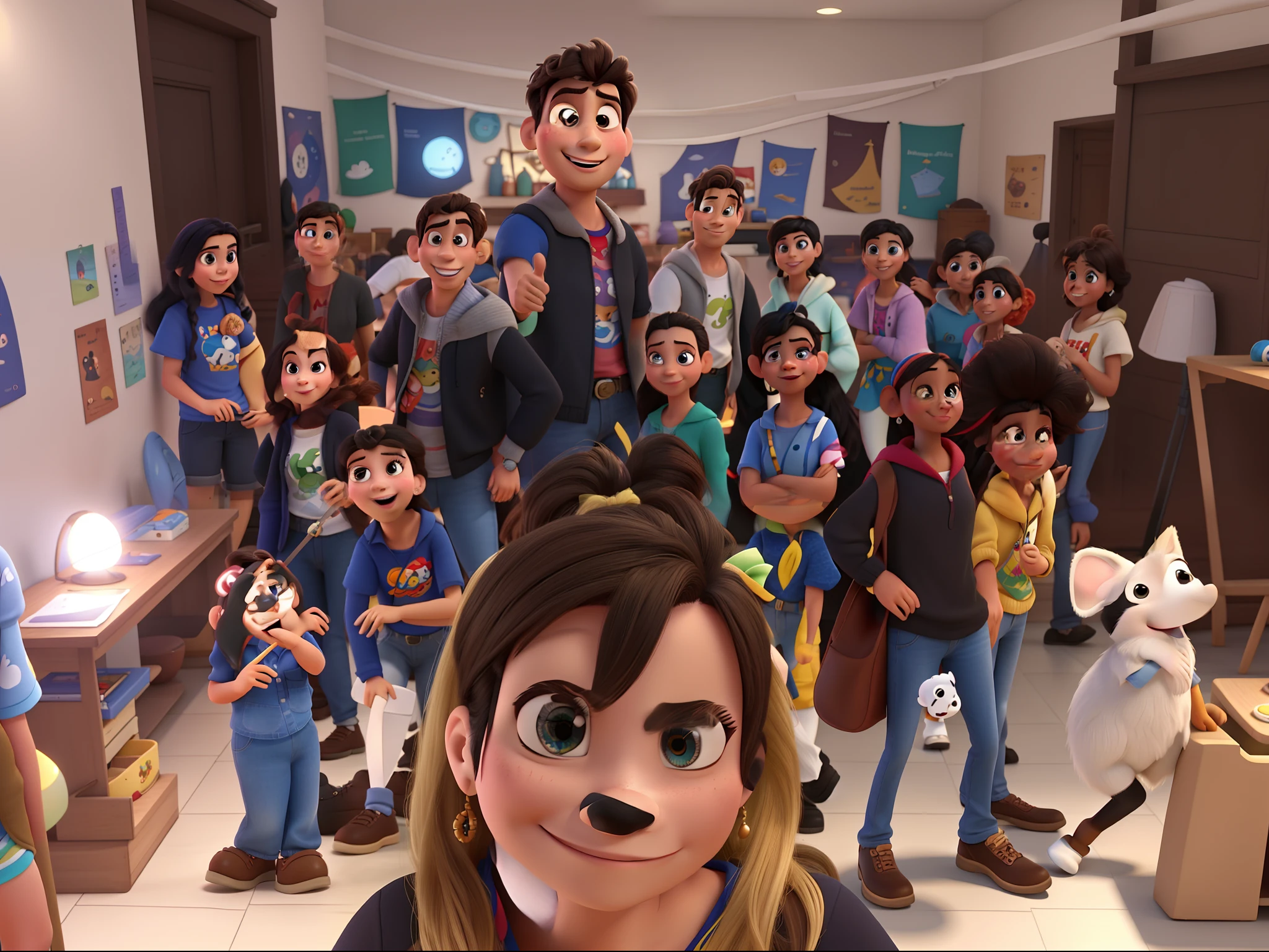 Grupo de pessoas estilo disney pixar, alta qualidade, best quality