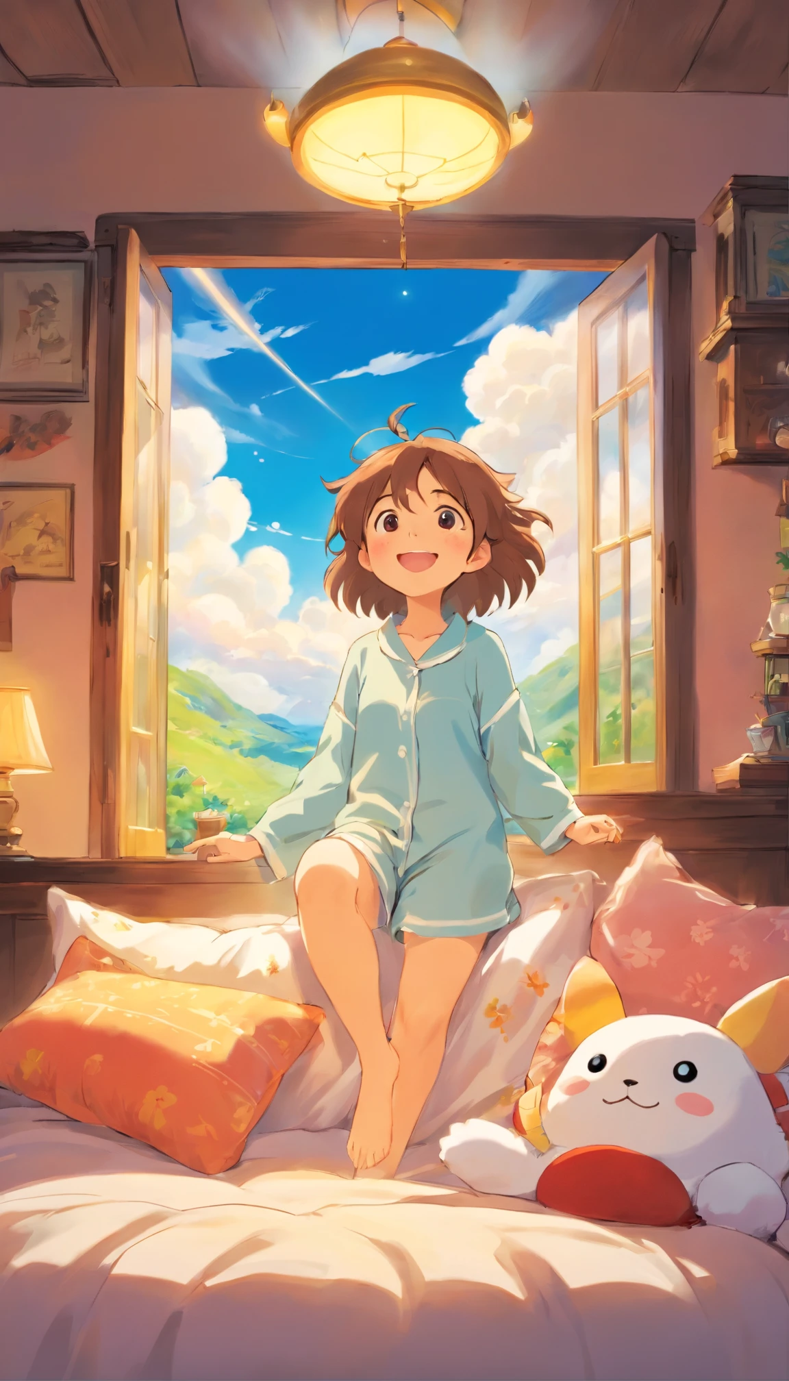 heal,Reject EMO,Very happy,Very happy,Face life with a smile,rays of sunshine,Cute hairstyle,Cloud pajamas,Cloud cabin,Cloud pillows,