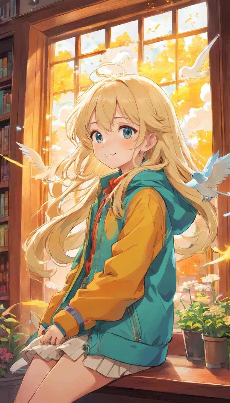 heal,Reject EMO,Very happy,Very happy,Face life with a smile,rays of sunshine,long whitr hair,down jacket,Cloud Commissary,Cloud pillows,It was snowing outside the window
