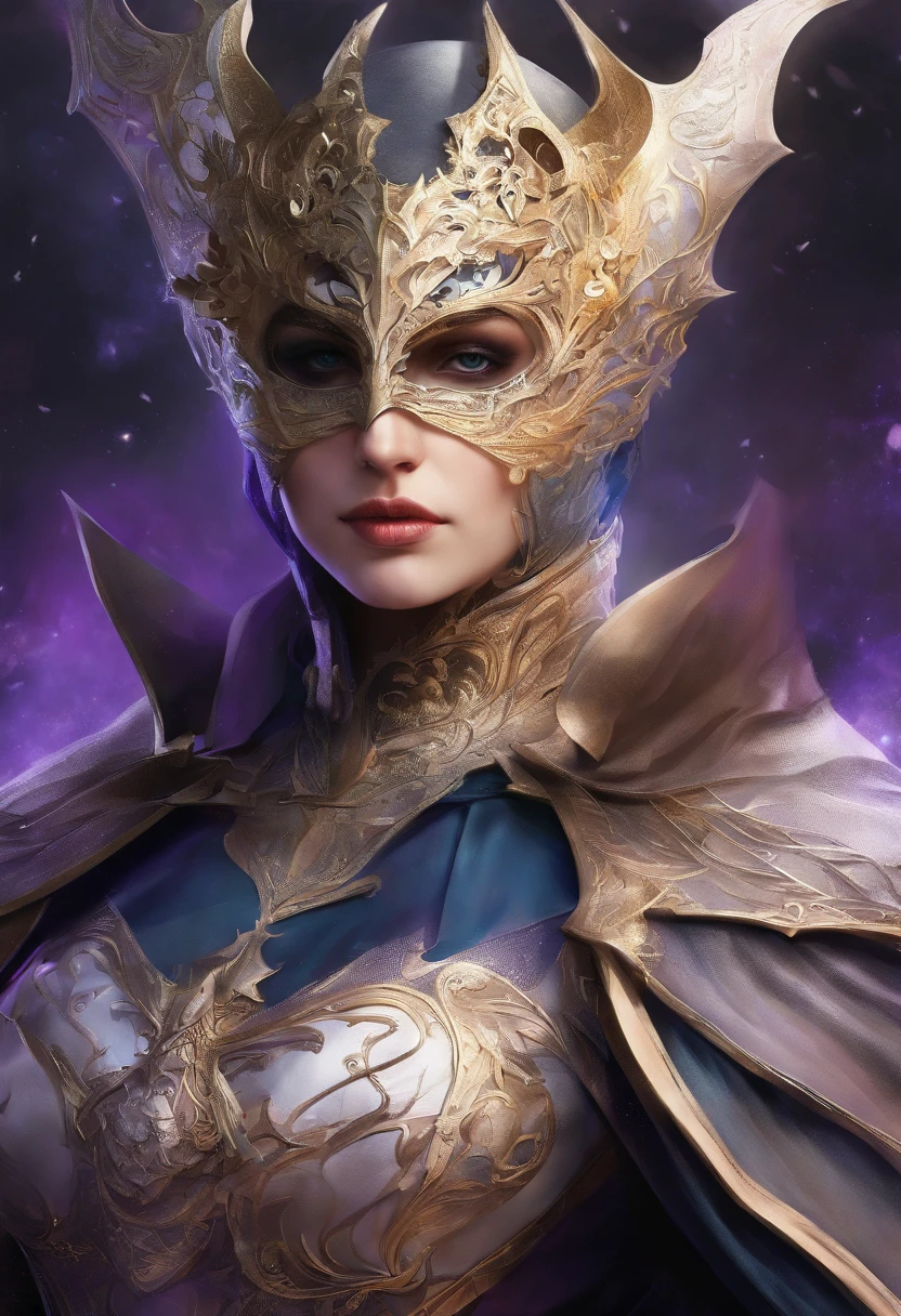 high details, best quality, 16k, [ultra detailed], masterpiece, best quality, (extremely detailed), head shot of Batman but the face behind the mask belong to the Joker, masculine face, white face make up, purple lipstick, (black bat mask: 1.3), (black bat armor: 1.2) Ultra detailed, best quality,