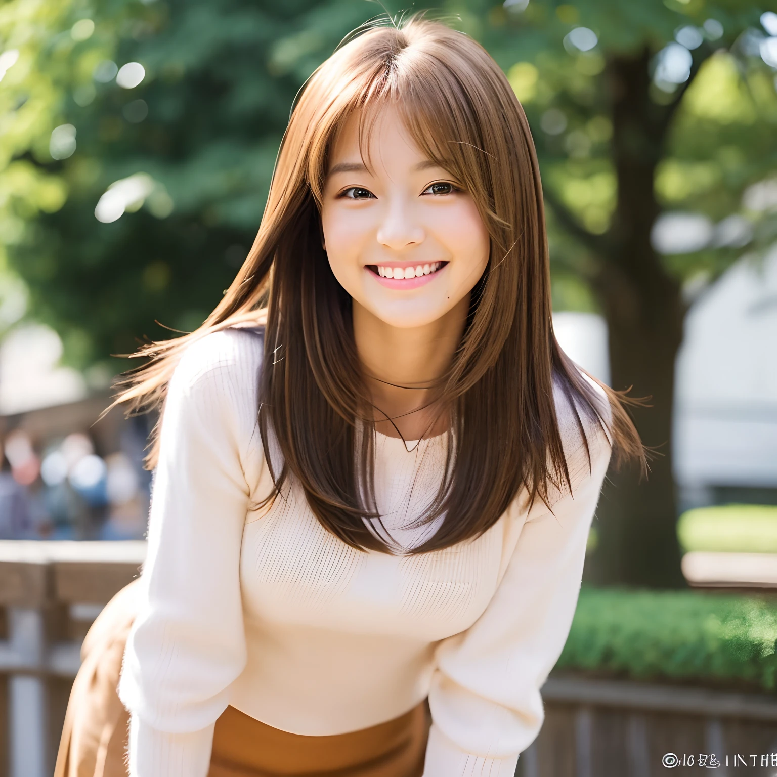 Beautuful Women A smile Unsupervised eyes large Brown hair straight haired japanes schools a miniskirt