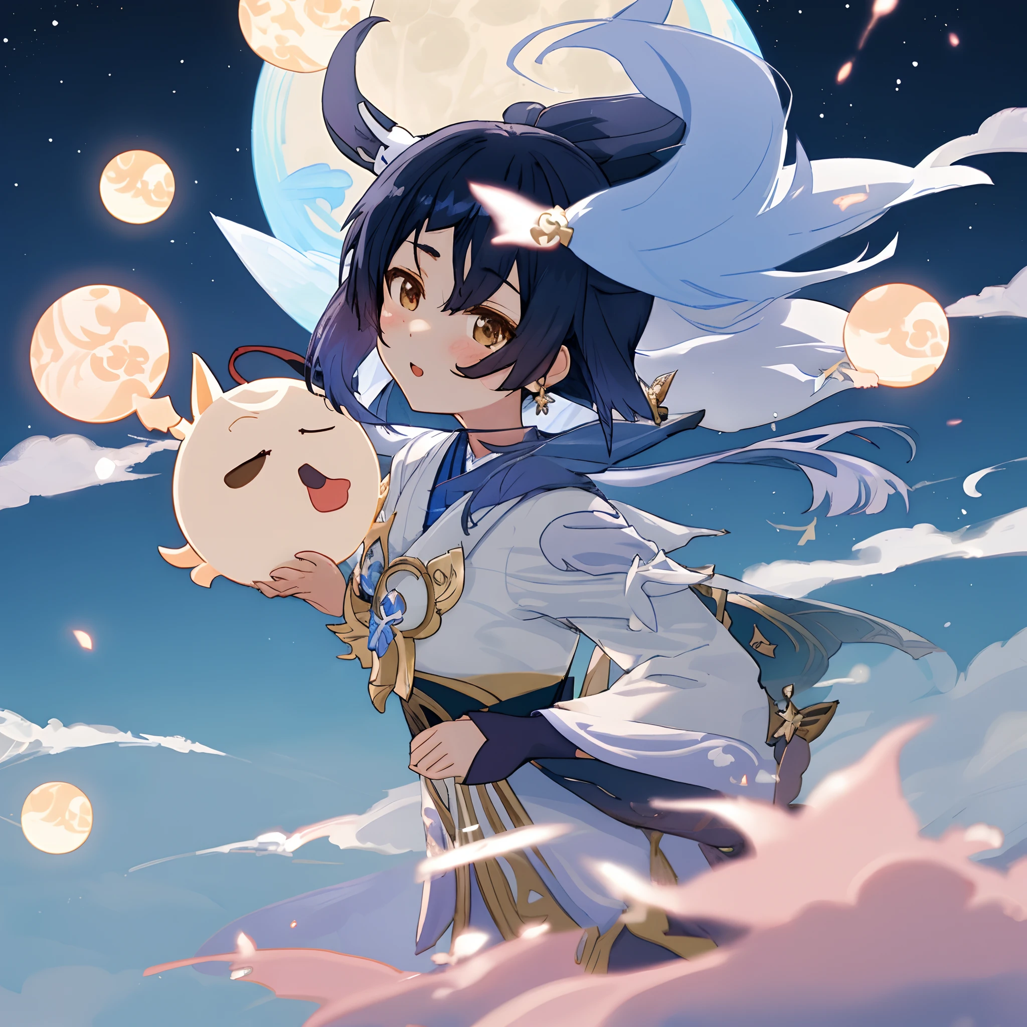 Moon with yaemiko"genshin impact"