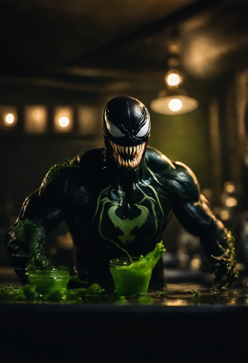 Venom in slime form combined with Superman, evil, enemy