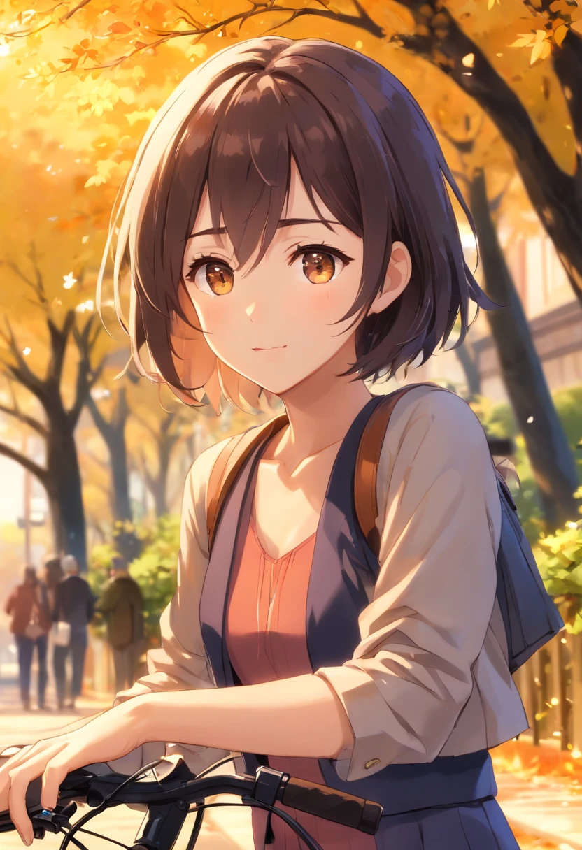 1girl,bicicleta,Magic,montanha,skin black,black hairs,golden tree,tiro da cintura para cima,Estudar,cara de surpresa,sorriso bonito,imagem saturada,(best quality,4k,8k,Alto,master part:1.2),ultra-detalhado,(Realistic,fotorrealista,photo-realistic:1.37),HDR,UHD,studio lighting,olhos e rosto extremamente detalhados,foco nítido,long eyelashes,vivid colors,Retrato,((forte efeito de desfoque bokeh)),Warm-toned lighting