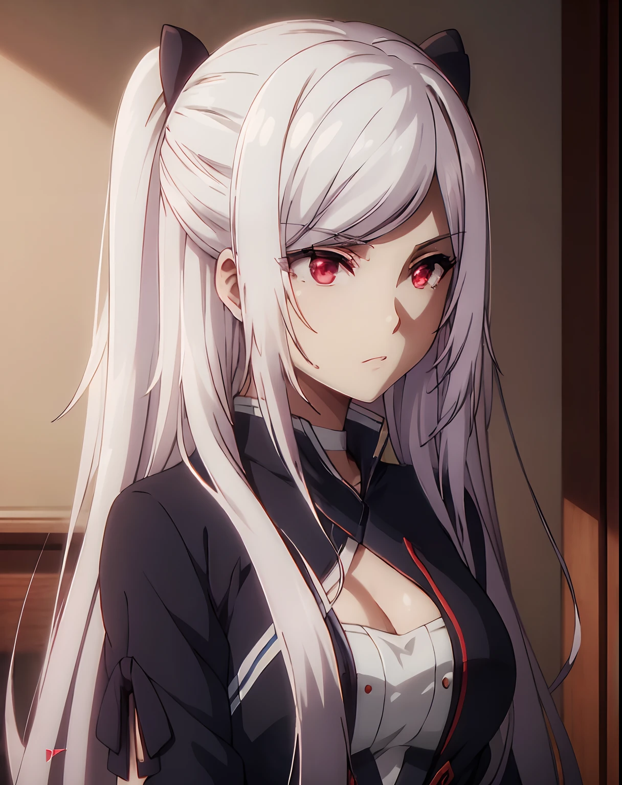 (masterpiece, top quality, best quality, official art, beautiful and aesthetic:1.2), 1 girl,white hair,red eyes