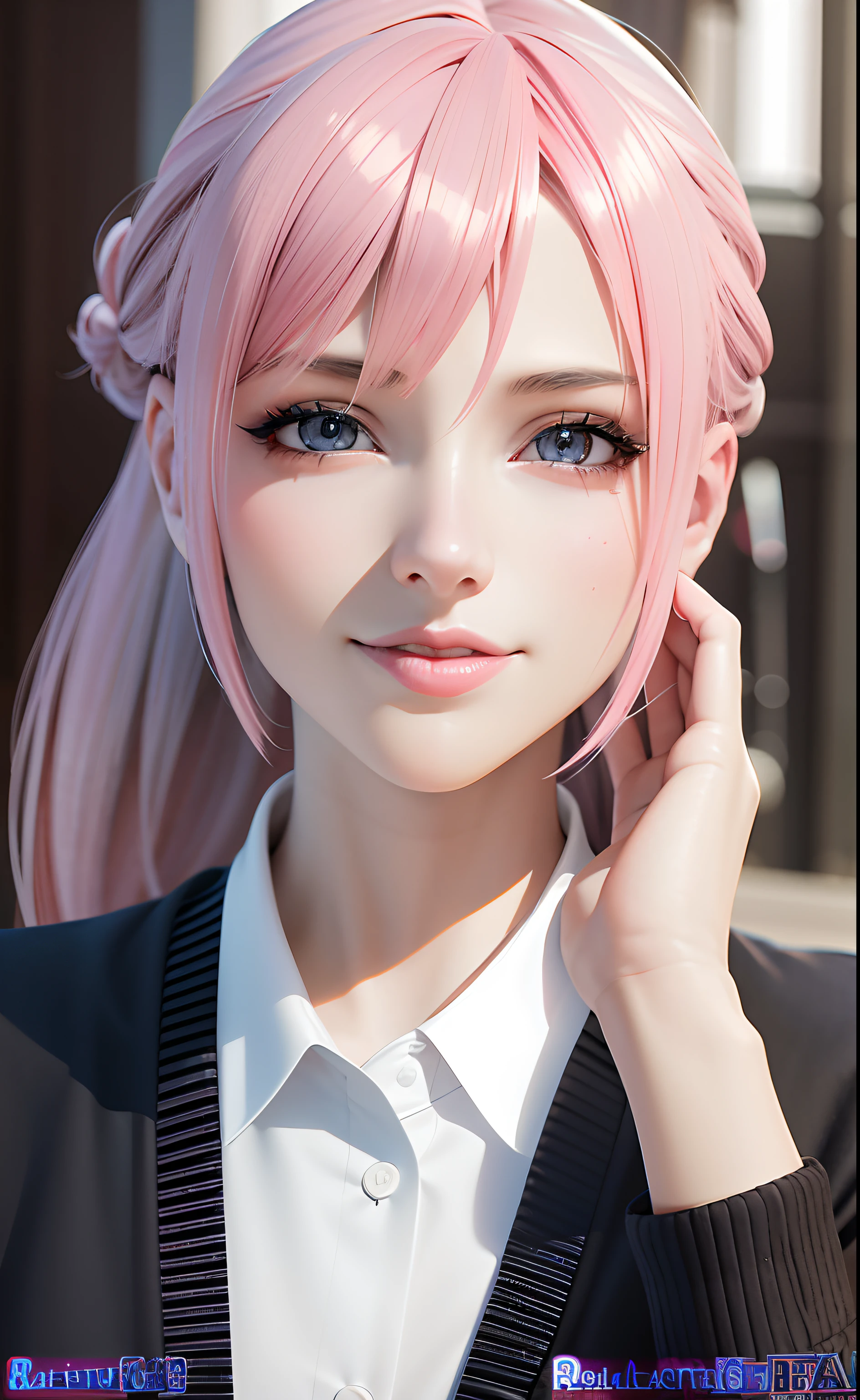 anime - Imagen de estilo de una mujer con cabello rosa y ojos azules, Render fotorrealista de Anime Girl, Anime CG arte suave, Anime 3D realista, Retrato realista kawaii, realistic anime artstyle, Estilo realista de anime 3D, Impresionante retrato de cara de anime, Anime fotorrealista, Anime hiperrealista, Arte detallado del anime digital, Estilo de realismo de anime, Render de una linda chica de anime 3D