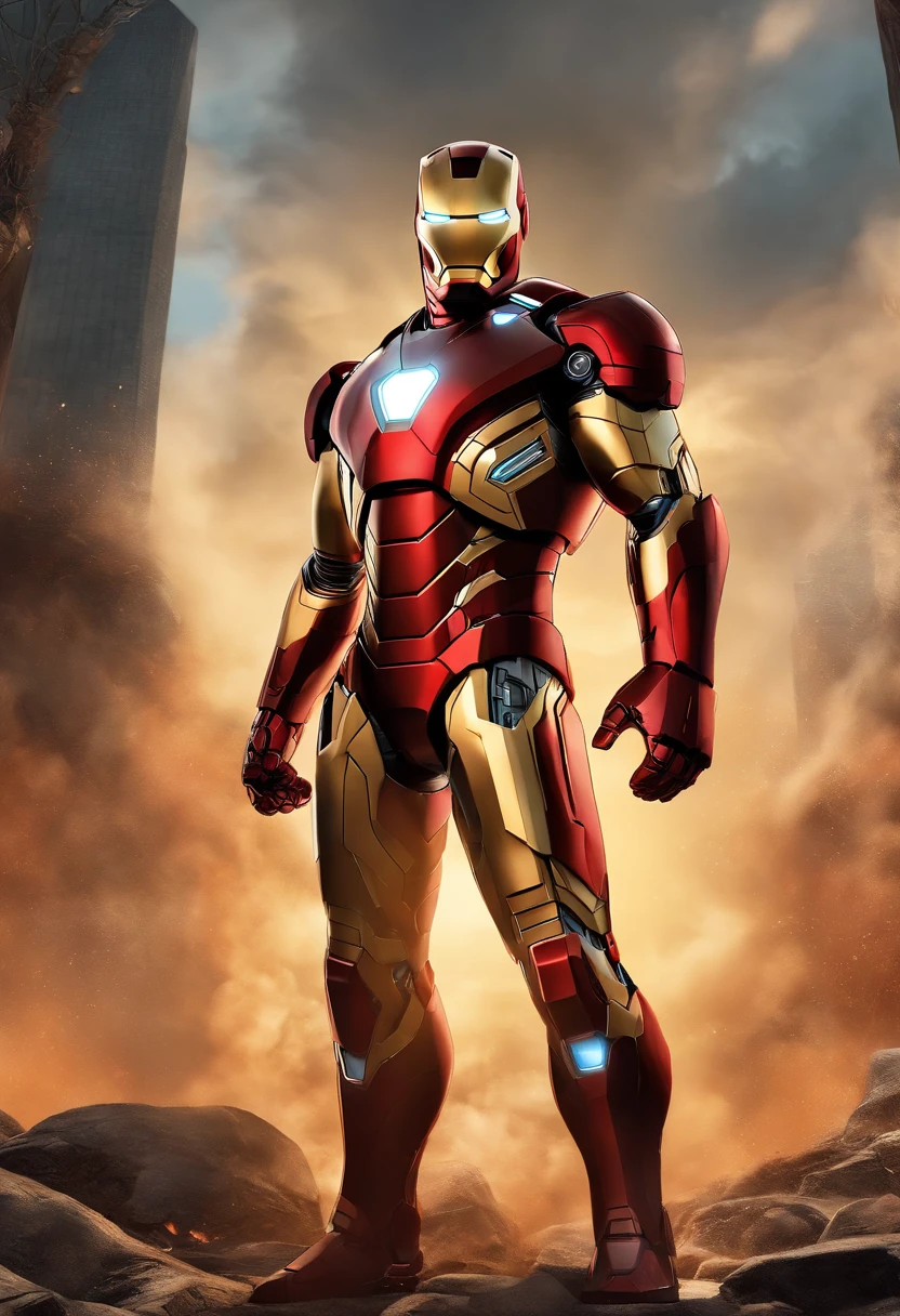 Um close up de um Homem de Ferro de desenho animado parado em frente a uma parede, Homem de Ferro, Homem de Ferro Superior, Ironman, como o Ironman, Homem de Ferro Cyberpunk, Arte Marvel, Batalha danificado traje do Homem de Ferro, epic comic book style, Retrato do Homem de Ferro, paper awesome wallpaper, Estilo Marvel Comic, tony Stark, MKBHD como Homem de Ferro, armadura de ferro