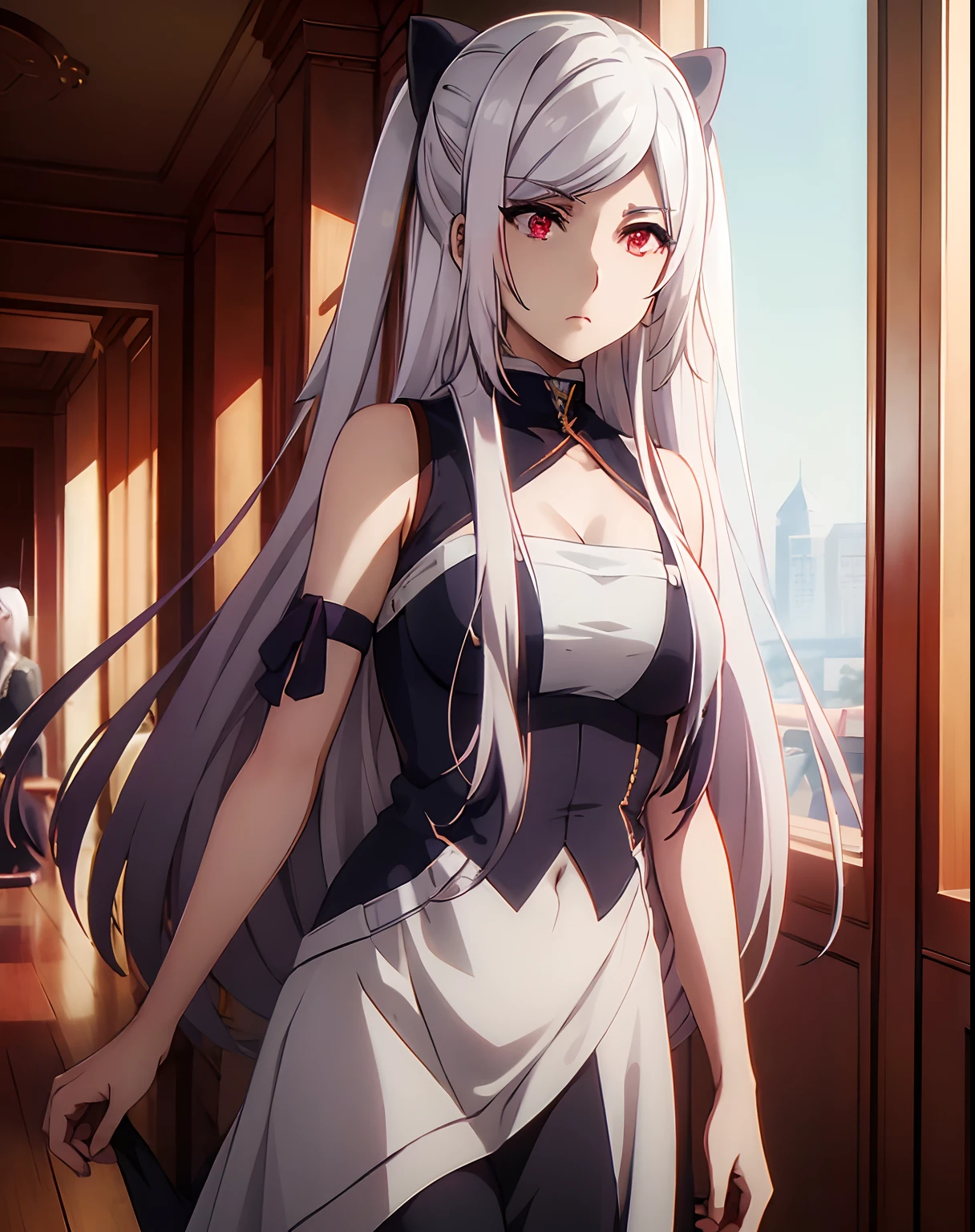 (masterpiece, top quality, best quality, official art, beautiful and aesthetic:1.2), 1 girl,white hair,red eyes