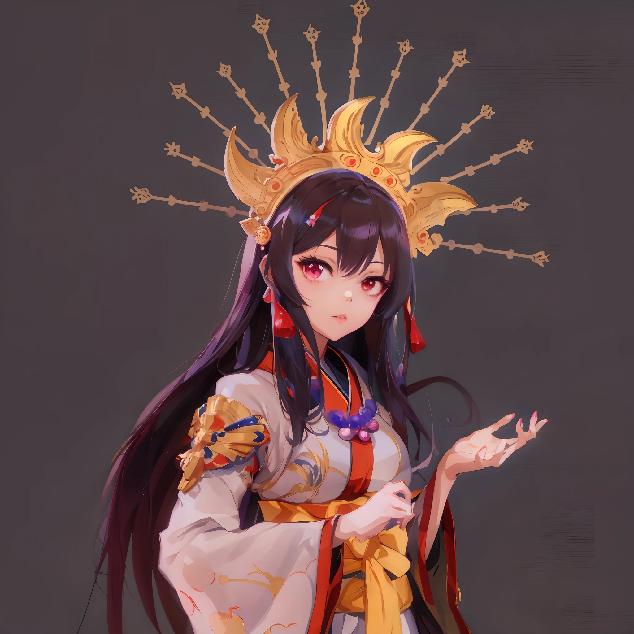 anime - style image of a woman in a traditional dress with a crown, onmyoji portrait, anime styled 3d, anime goddess, onmyoji detailed art, render of a cute 3d anime girl, onmyoji, 3d anime girl, female anime character, made with anime painter studio, stylized anime, painted in anime painter studio, render of april