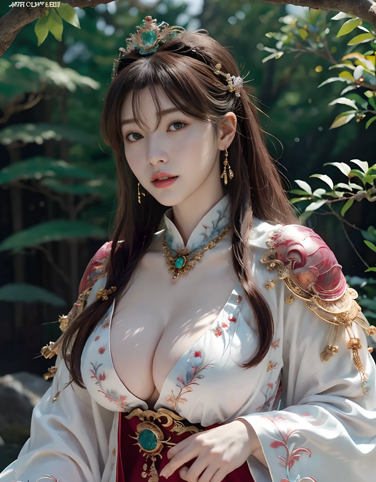 top-quality、masterpiece、超A high resolution、(Blue Dragon Armor)、(((Colossal tits))),Blue Dragon Armor、((Random Hairstyles 1.6),(Wearing a beautiful crown made of jewels),(Photorealsitic:1.4)、Raw photo、女の子1人、((((handsome hair))))、((Floral hair ornament))),glowy skin、(((Japan Dragon)))、(Gorgeous Jewelry Necklaces)、Natural remains、(Mystical expression)、(Full Body Angle)、(Fight big dragons)、With a beautiful knife、(((Mansuji))),(Pink Metal Bikini)、(beautiful forest background)、(((Precipitous cliffs)))、(Castle background)、((super realistic details))、portlate、globalillumination、(sexypose)、Shadow、octan render、(One-Eyed Scouter)、8K、ultrasharp、Colossal tits、Raw skin is exposed in cleavage、metals、Details of complex ornaments、Japan details、highly intricate detail、Realistic light、CGSoation Trends、Blue eyes、radiant eyes、Facing the camera、Precipitous cliffs、Toostock、(Full Body Angle)、(veils)、(((Heavy Big))),「listener」toView[Sutoru、nffsw、