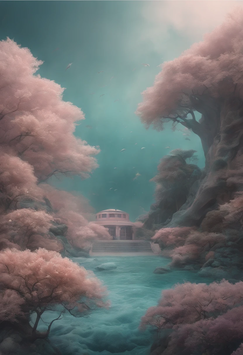 epic realistic, ((((pastel colour)))), Eschatological, Abandoned, ocean floor,abyssal,Nuclear contamination,jpn,disuse,Mutant fish,Radioactive material,entangle,heavy metal,depth of fields,high detal