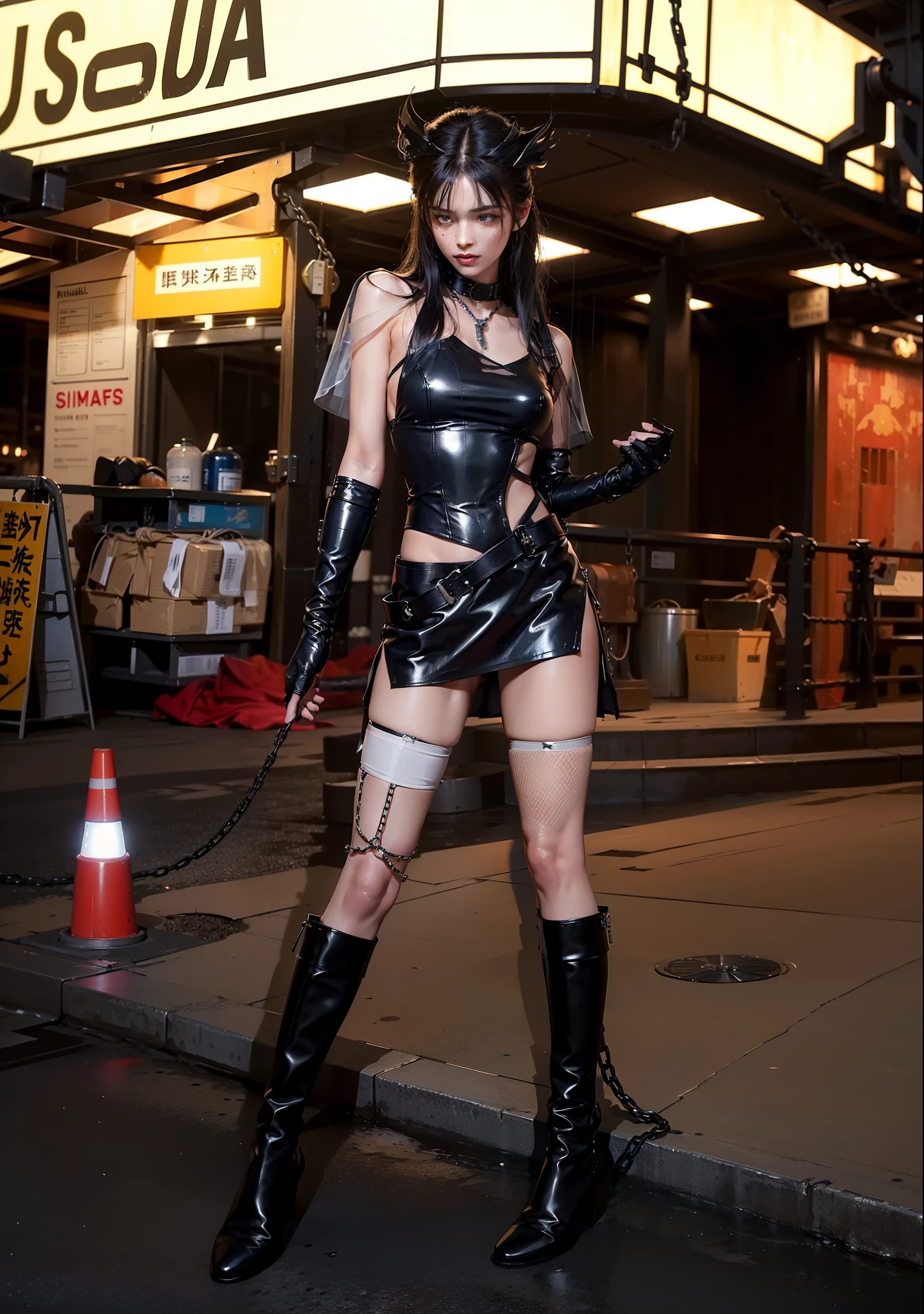 ,((Wearing a torn sheer costume of a superheroine)),(, No bra)), Wet crotch, Wet thighs, Beautiful girl with accentuated slender abs: 1.4, (((nipple tips protruding, areola is protruding, The shape of the pubic region is clearly visible)), sixpack abs: 1.4, Bust Botox, Photo, Sharpness, Unique 850 4, Koda850 k portrait camera, F1.6 shots, Ultra-realistic textures, Spectacular light textures, Cinestil 800 Fashion Mechanics, (futuristic sci-fi battle fashion: 1.1), (tied perfectly by chain), Restraint, Slaves, collars, ((wide prison with sunlight)), Dark fantasy, Realistic material details, extreme hight detail, Ultra-realistic materials ((Torn costume))), Wet, Cloudy, (Chained)), ((big emphasized by chains)), ((chains digging into crotch)), ( (Collar)), (, No bra), shredded costumes, broken golden shields and battle spears,, White combat gloves, Combat shoulder armor, Blood splattered on the face, Blood splattered, Realistic, (Bruises, Dirty, ripped clothing, skimpy clothing, Blood: 1.3),  Torn Cape, Torn pantyhose, Long legs, ((iron pipe in the crotch)), Metallic shackles and fetters, ((chains hung from heaven)), Wet crotch is clearly visible, Swarovski's sword and the anatomy beneath his feet, (futuristic sci-fi battle fashion, Torn mesh stockings)，