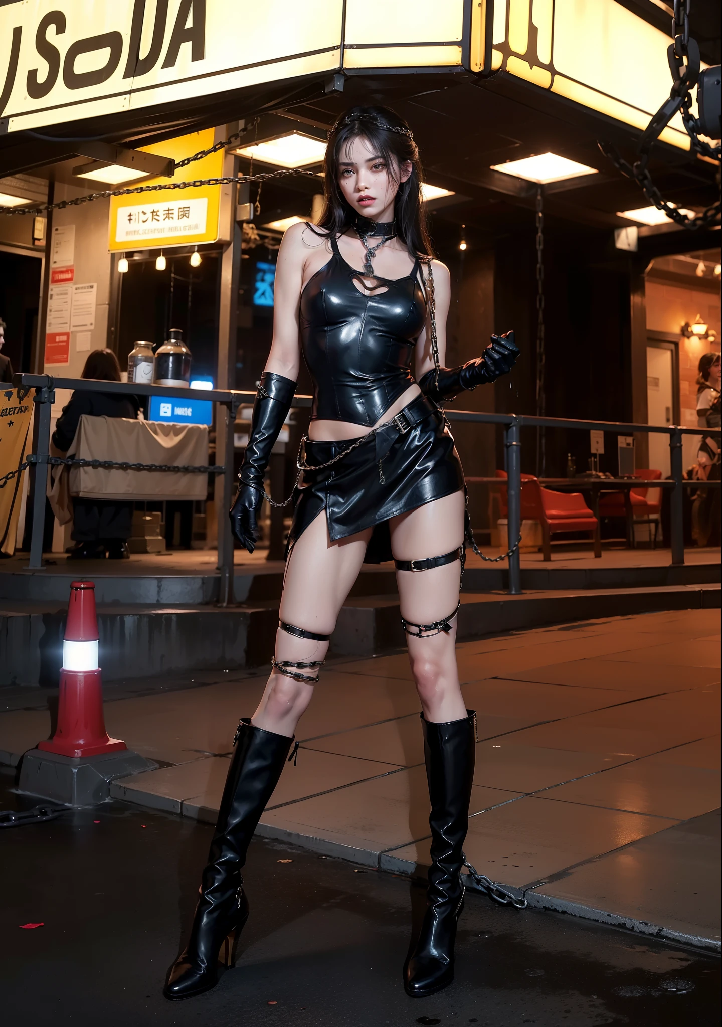 ,((Wearing a torn sheer costume of a superheroine)),(, No bra)), Wet crotch, Wet thighs, Beautiful girl with accentuated slender abs: 1.4, (((nipple tips protruding, areola is protruding, The shape of the pubic region is clearly visible)), sixpack abs: 1.4, Bust Botox, Photo, Sharpness, Unique 850 4, Koda850 k portrait camera, F1.6 shots, Ultra-realistic textures, Spectacular light textures, Cinestil 800 Fashion Mechanics, (futuristic sci-fi battle fashion: 1.1), (tied perfectly by chain), Restraint, Slaves, collars, ((wide prison with sunlight)), Dark fantasy, Realistic material details, extreme hight detail, Ultra-realistic materials ((Torn costume))), Wet, Cloudy, (Chained)), ((big emphasized by chains)), ((chains digging into crotch)), ( (Collar)), (, No bra), shredded costumes, broken golden shields and battle spears,, White combat gloves, Combat shoulder armor, Blood splattered on the face, Blood splattered, Realistic, (Bruises, Dirty, ripped clothing, skimpy clothing, Blood: 1.3), Torn Cape, Torn pantyhose, Long legs, ((iron pipe in the crotch)), Metallic shackles and fetters, ((chains hung from heaven)), Wet crotch is clearly visible, Swarovski's sword and the anatomy beneath his feet, (futuristic sci-fi battle fashion, Torn mesh stockings),
