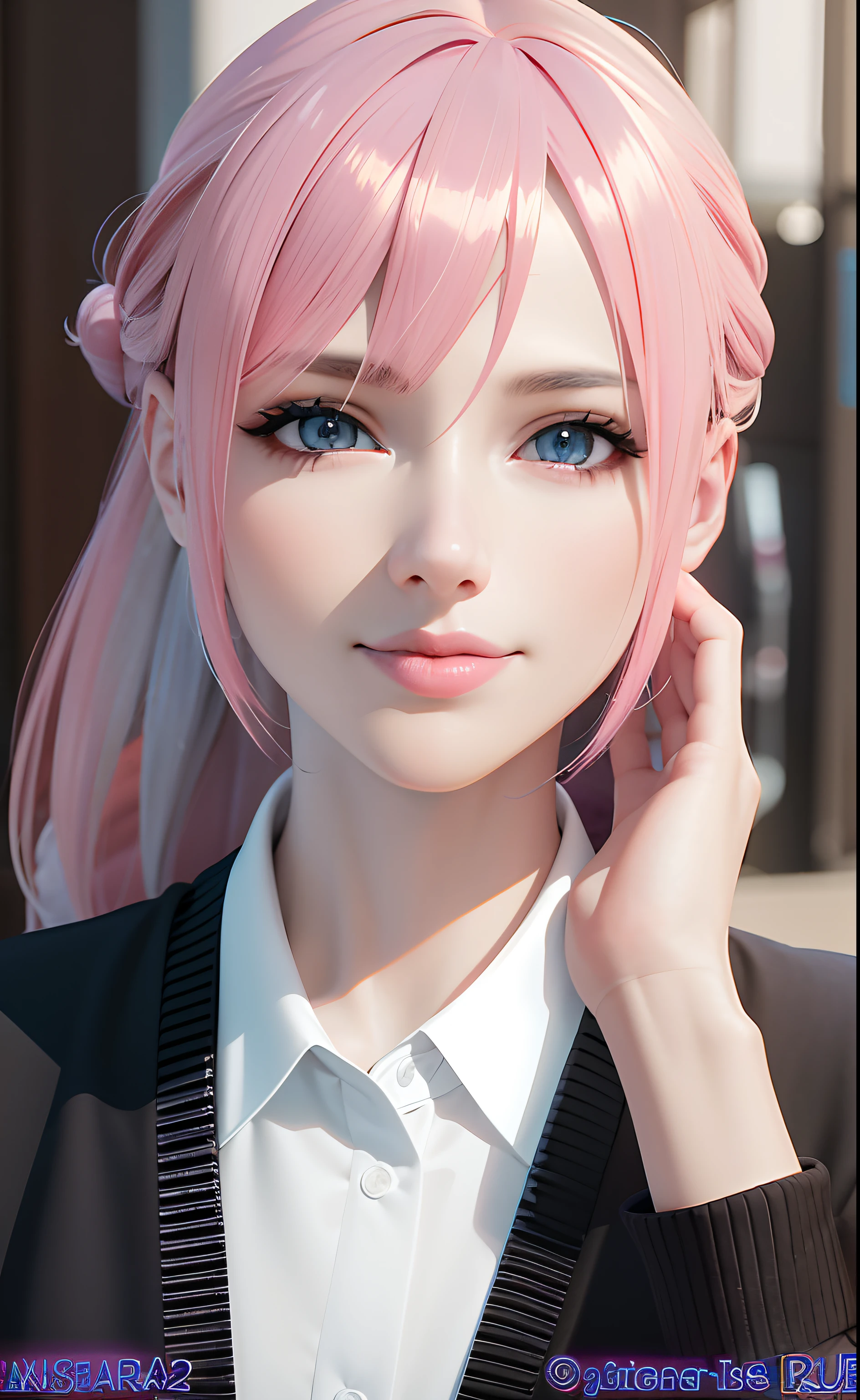 anime - Imagen de estilo de una mujer con cabello rosa y ojos azules, Render fotorrealista de Anime Girl, Anime CG arte suave, Anime 3D realista, Retrato realista kawaii, realistic anime artstyle, Estilo realista de anime 3D, Impresionante retrato de cara de anime, Anime fotorrealista, Anime hiperrealista, Arte detallado del anime digital, Estilo de realismo de anime, Render de una linda chica de anime 3D