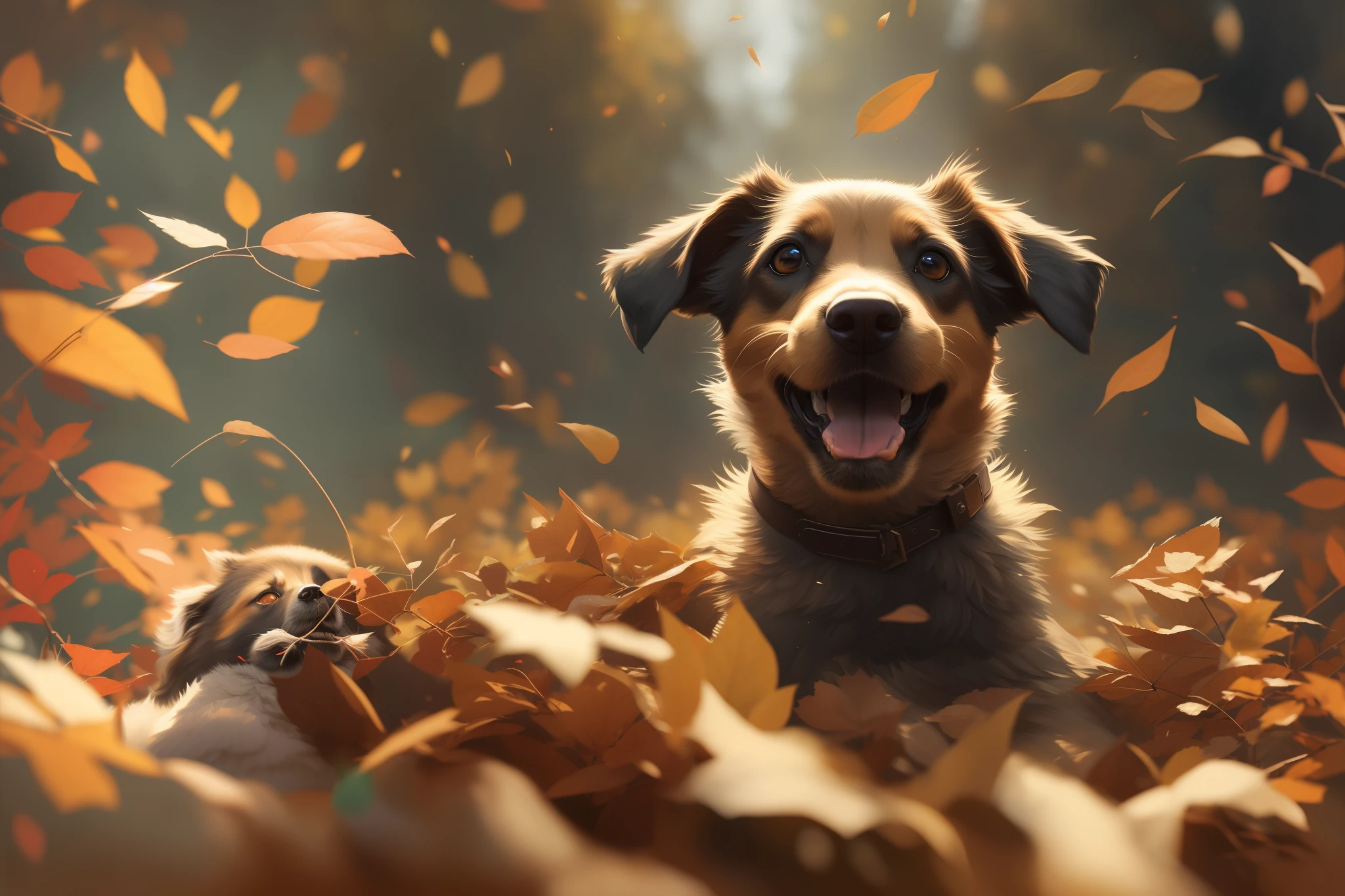 folhas secas, painting digital adorable, Wojtek FUS, ultra realistic 3d illustration, queda hiper-realista, arte digital detalhada bonito, pintura do folhas secas bonitas, retrato de alta qualidade, realistic illustration