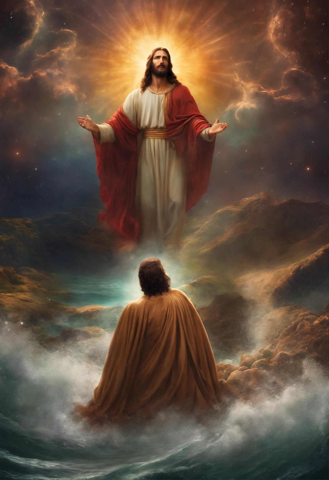 creia uma imagem do universo e jesus no meio dele