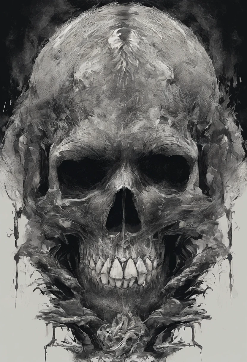 Puro de Alterado. Black hairy with white skull over face, pele gooey, fundo preto