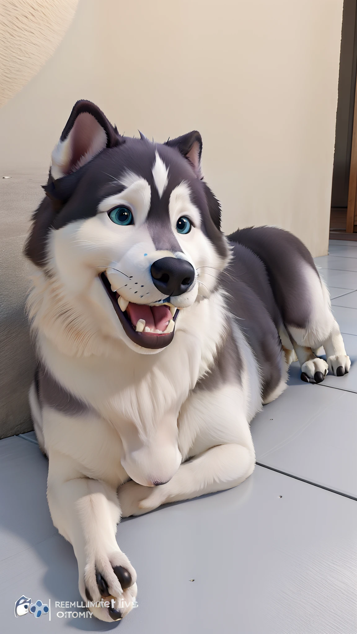 Obra-prima, melhor qualidade, Dog lying down, husky siberiano, olhos azuis