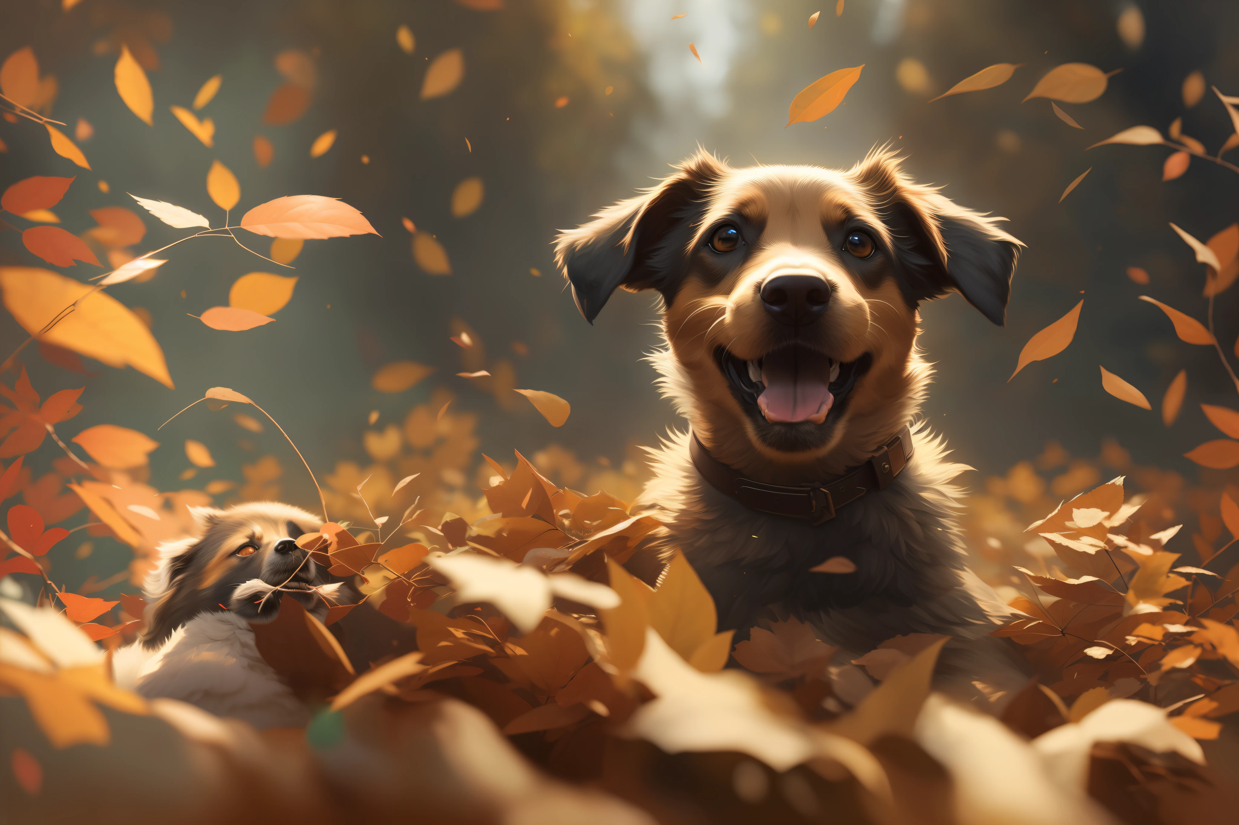 folhas secas, painting digital adorable, Wojtek FUS, ultra realistic 3d illustration, queda hiper-realista, arte digital detalhada bonito, pintura do folhas secas bonitas, retrato de alta qualidade, realistic illustration