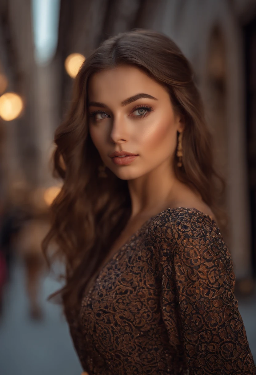 arafed woman fully , sexy girl with brown eyes, ultra realistic, meticulously detailed, portrait sophie mudd, brown hair and large eyes, selfie of a young woman, dubai eyes, violet myers, without makeup, natural makeup, looking directly at the camera, face with artgram, subtle makeup, stunning full body in disco club, in party, medium to large size bust