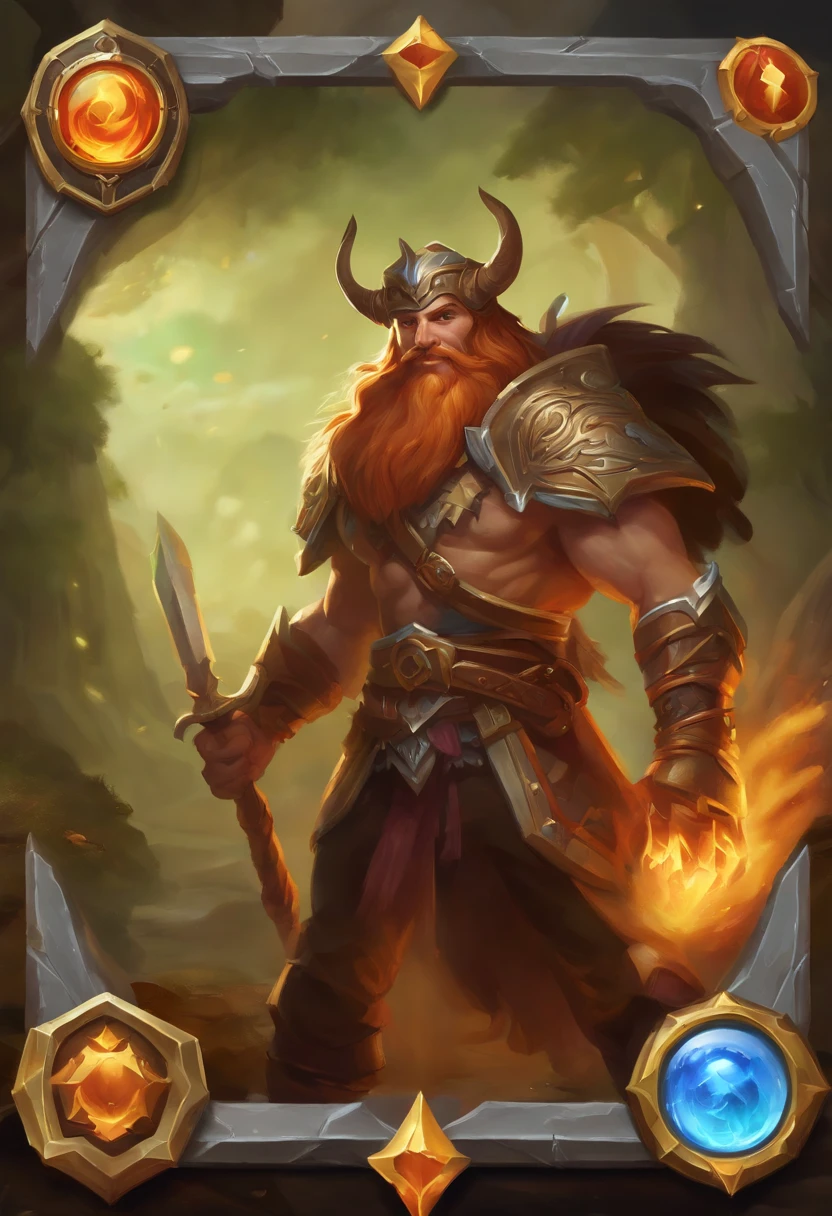 hearthstone card, front game card, from hearthstone, hearthstone card art, Card game, warrior, League of Legends character, League of Legends concept art, splash art, League of Legends splash art, official splash art, League of Legends art, League of Legends character art, League of Legends , League of Legends Splashart, skill power, concept art, best quality, detailed, best quality, high quality, High details, A close-up of a menu with a fantasy adventure theme background, Dungeons & Dragons RPG concept fantasy art and various icons, game interface, game interface, Game HUD, Game UI asset design, UI board, item art, Game icon asset, stylized game icon, Game style Hearthstone color, HUD health bar, PC screenshot, game screen, detailed screenshot, no volcano, game overlay, ...png, NO PREVIEW, A game-based battle card,To have various attributes such as:wind, fire, lightning, Dark Earth, gold, Wood, water, ice。Other systems make their own edits。 --auto --s2