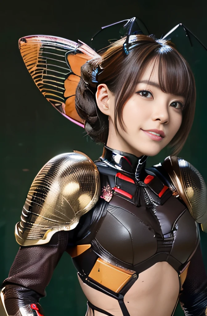 (high resolution,masterpiece,best quality,extremely detailed CG, anime, official art:1.4), realistic, photo, amazing fine details, all intricate, gloss and shiny,awesome many layers, 8k wall paper, 3d, sketch, kawaii, illustration,( solo:1.4), perfect female proportion,villainess, (fusion of dark brown cockroach and lady:1.4), (brown cockroach form lady:1.2), (brown cockroach lady:1.2), (fusion:1.2), (solo:1.4), (evil smile:1.2), muscular, abs, (cockroach brown exoskeleton bio insect suit:1.4), (cockroach brown exoskeleton bio insect armor:1.2), (brown transparency cockroach wing:1.4), (brown cockroach antennae:1.3),