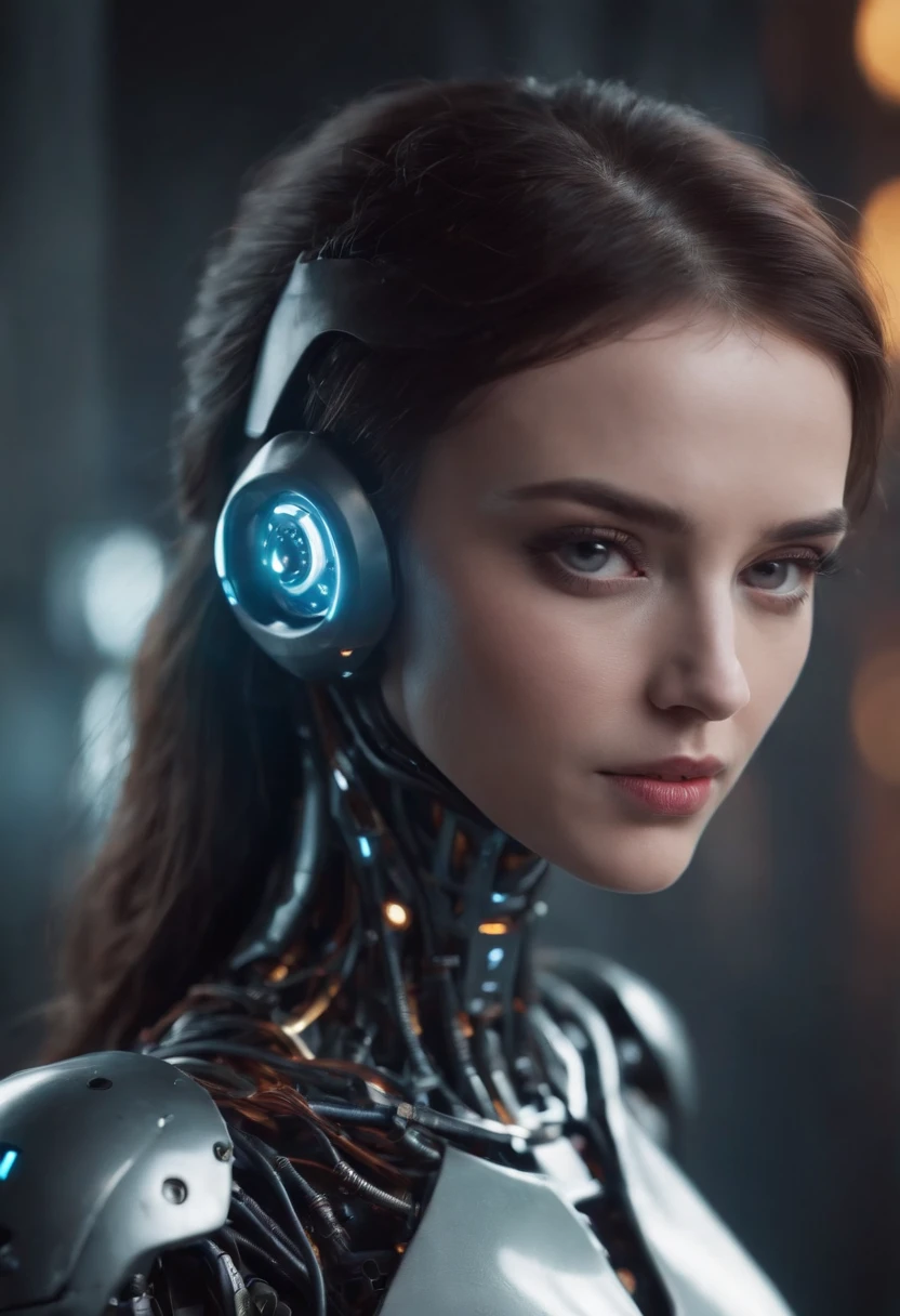 A sexy robot lady in cyberpunk style.8k