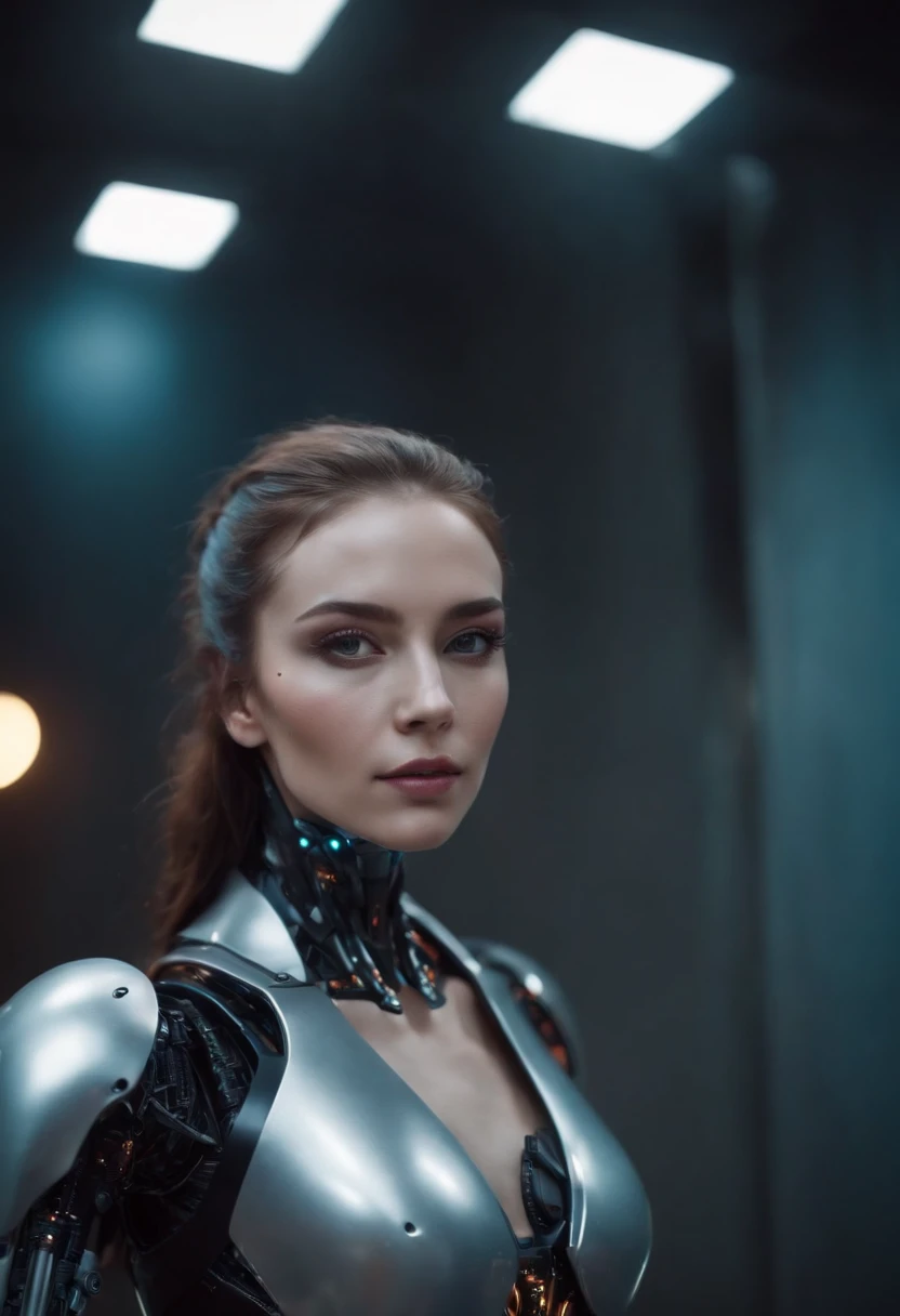 A sexy robot lady in cyberpunk style.8k