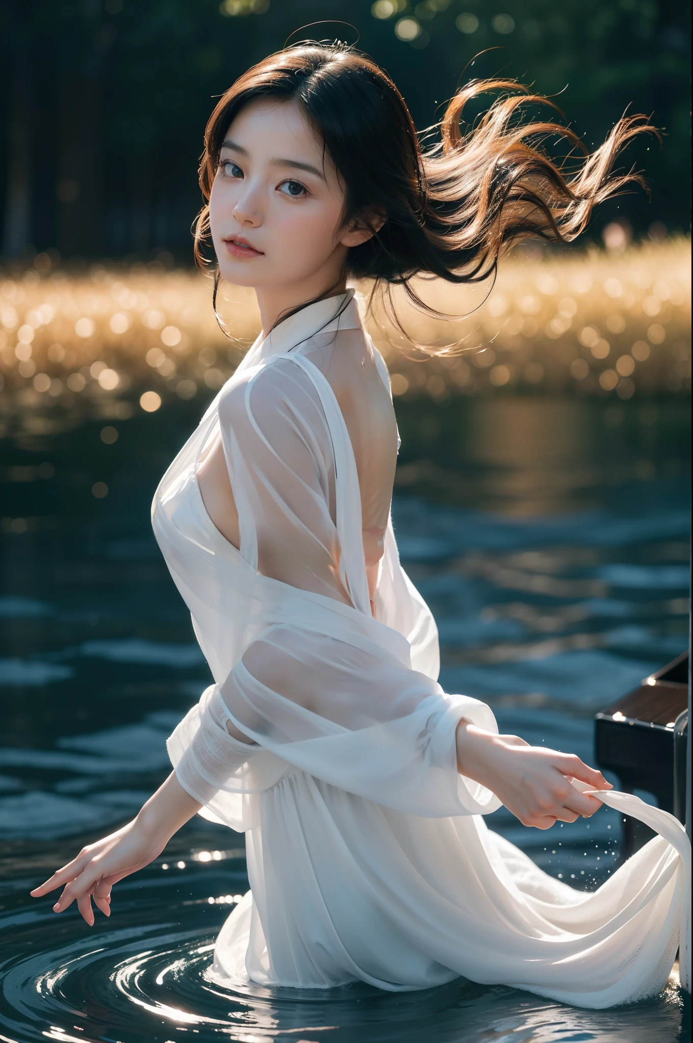 On the coast inspired by Katsushika Hokusai、Wearing a kimono that transmits sunlight、With feelings of embarrassment and joy、Beautiful Japan girl dancing、Young Face、solo women、Body and skin reflect light、Detailed picture、Best High Quality Images、masterpiece、(top-quality:1.37),(realisitic,Photorealsitic:1.2),Ray traching,Realistic lighting,(illuminations,Glow),((film grains:1.37)),(Exquisite details and textures:1.2),(8K分辨率:1.2),(ultra -detail:1.2),(Sharp Focus 1.2),(Raw photography:1.0),(ulzzang -6500-v1.1:1.2),(Beautiful Detail Face), Detailed black hair、Random Hair Styles)、Facial light、(ciinematic light)、Shade、Back lighting、Where fluid dynamics meets musical harmony, A symphony of mathematical elegance and creative expression emerges. Imagine a fluid journey, Particle Dance by Space and Time. farewell、Translate this fluid ballet into the language of music.
Imagine a gentle flow, Its ripples, Similar to the soft chords of a piano. When streams converge, It forms a complex pattern, Reminiscent of a harmonious melody. These patterns, Painted by graceful strokes of nature, Share intimacy with the notes and chords that make up a musical masterpiece.
In the field of mathematics, The Navier-Stokes equation is、Guides the choreography of fluids, As scales guide the composer's hand. The velocity of the fluid will be the tempo of our symphony, That viscosity shapes the tone of each instrument.. Flow interaction is、Reflects the harmonious interplay of musical voices, Making crescendo and diminuendo moments.
A journey from the world of sound to the world of vision, The artistry of Leonardo da Vinci, Fusion of science and imagination. With his strokes, Echoes of fluid motion are found, As if the river in his picture flows with the same grace as the river in our equation. The gentle gradation of his landscape is、Sing like rising and falling sounds.