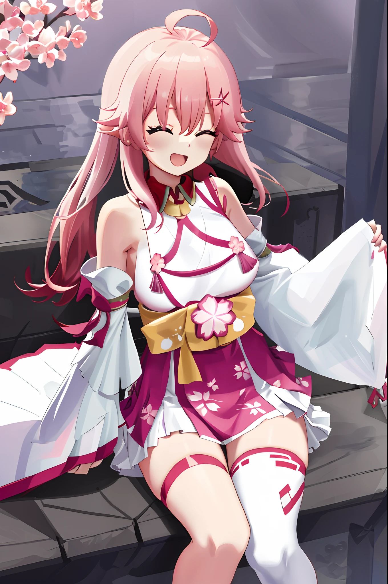 NSFW,whole body,Full Art,Elf,Zombie Girl,Grey Skin,One Girl,,Pink Hair,Long Straight Hair,Pink Eyes,Sparkling Eyes,white hunting hat,China dress,Chef's uniform,Big Breasts,giant breasts,Provocative smile,Big Thighs,Brat,