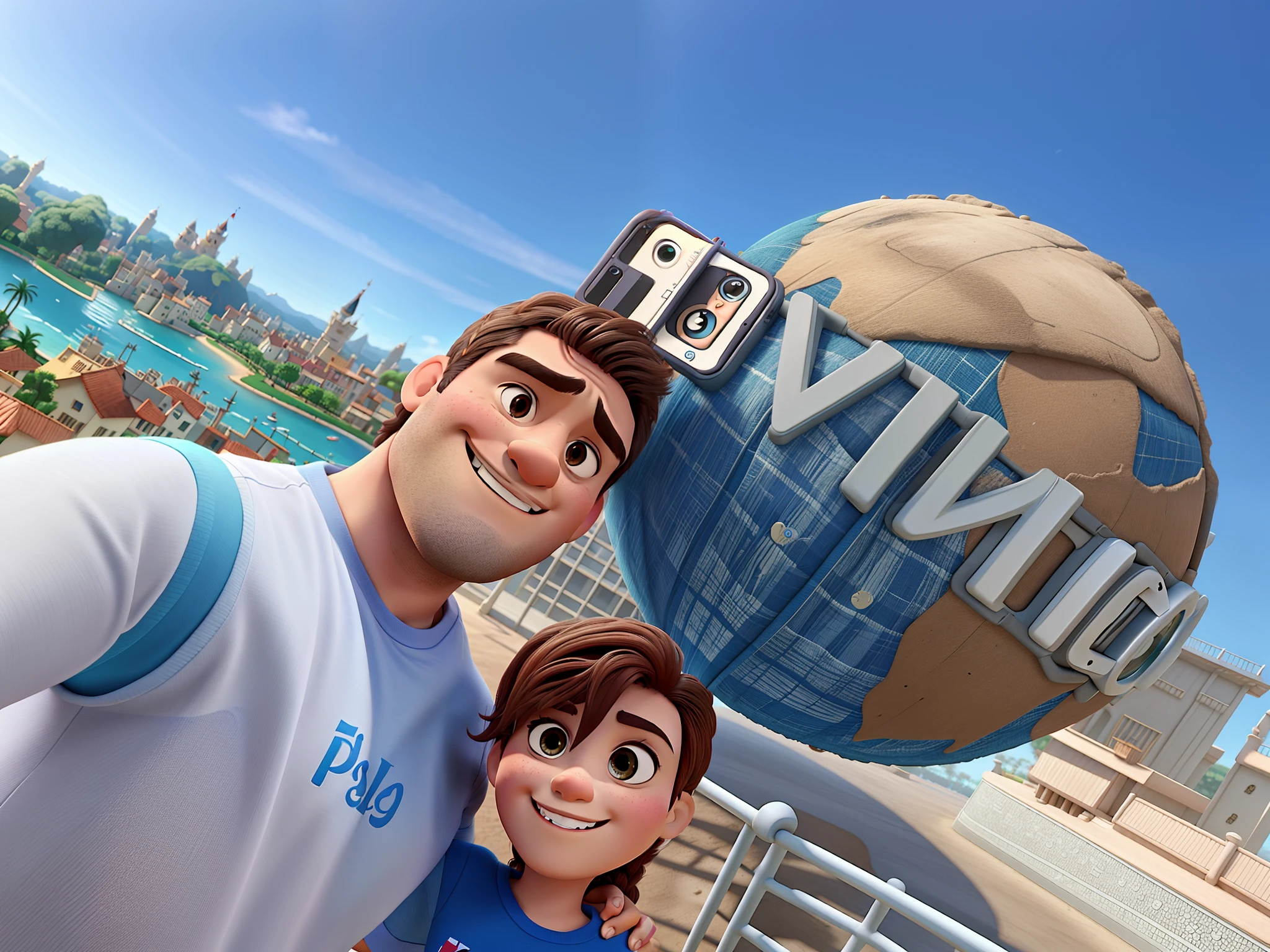 Selfie de casal estilo Disney pixar