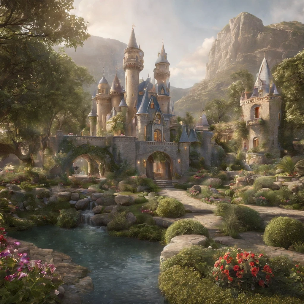 FAMILY ON VACATION, CHILDREN PLAYING AROUND, FAMILY, LOVE, FLOWERS, NATURE, TREES, 8K, detailed matte painting, deep color, fantastical, intricate detail, splash screen, complementary colors, fantasy concept art, 8k resolution trending on Artstation Unreal Engine 5", 8K, CAUCASIAN, BLUE EYES, Italy
