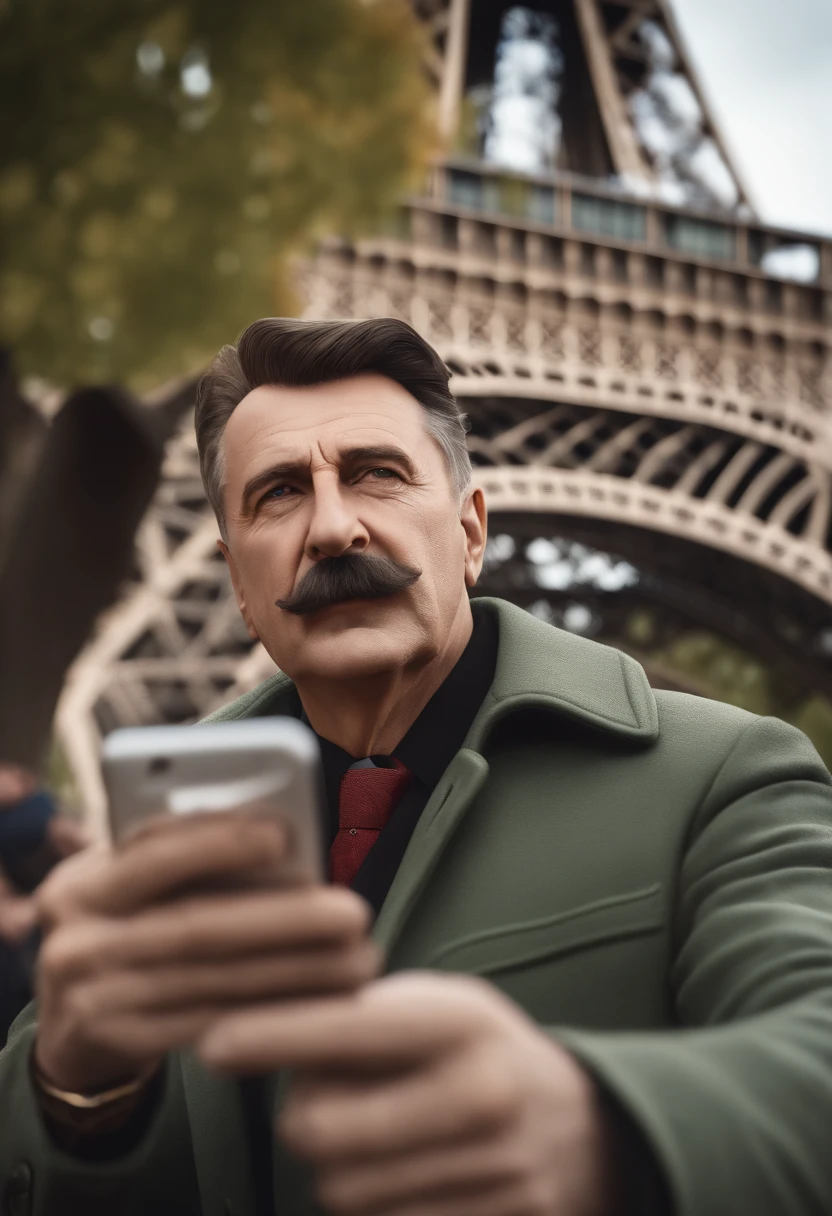 (best quality,4k,8k,highres,masterpiece:1.2),ultra-detailed,(realistic,photorealistic,photo-realistic:1.37),Stalin,Hitler,taking a selfie together,selfie in front of the Eiffel Tower,(extremely detailed faces:1.1),(extremely detailed expressions:1.1),(extremely detailed clothes:1.1),(extremely detailed background:1.1),(extremely detailed surroundings:1.1),(vivid colors:1.1),(sharp focus:1.1),(studio lighting:1.1),proud,being happy,the Eiffel Tower,Paris,France