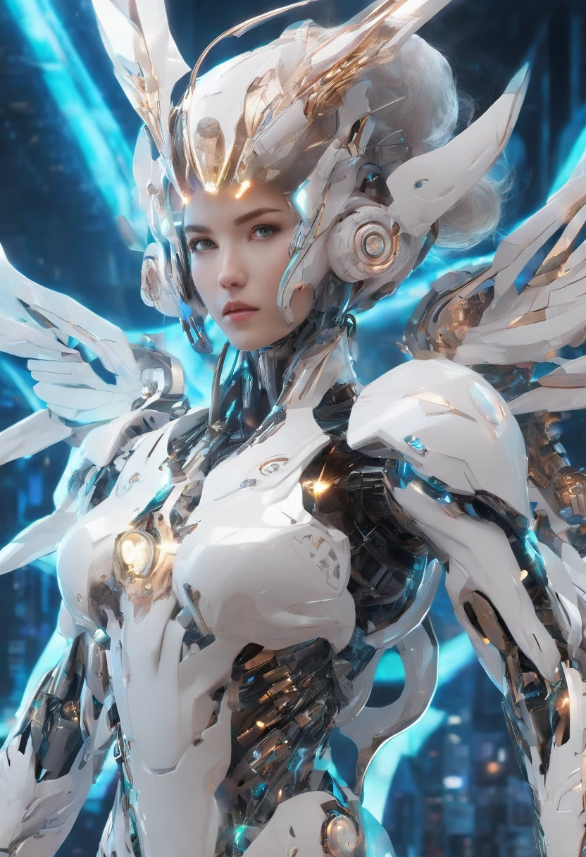 high detail anime face, (Full body shot:1.4),(Wide Angle Shot), (long shot: 1.3), (Intricate details:1.4), (Masterpiece) , ((Anime Robot, Beautiful White Skin Golem, Angel, 1girl, Magic)), (Perfect Aesthetic Eyes:1.3) , (Detailed Eyes) , (Halo) , (Elden ring:1.4), (Wings:1.3), Medium Breast, Glowing, Twintails Hair, Multicolored Hair, (Anatomically Correct Body:1.4) , Angry, (Perfect Face), Saenyo Ancalagon Majestic Guardian Knight | Ultra Detailed Robotic Armor | Cinematic Lighting | Intricate filigree metal design | 16k | Unreal Engine 5 | Octane Render | 3d, (anatomically correct :1.4), (Ultra Detailed, Fantasy Background, Blush, Solo, Fightning Stance), (magic circle:1.3), Lightning Effect, (Ray Tracing), Show Your Ability A.I., (Glowing Eyes) , (Particles Glowing) , 16k Wallpaper, Robot Female, Trending on Pintrest, By Nimox AI, UHD, high detail Full Body Model.