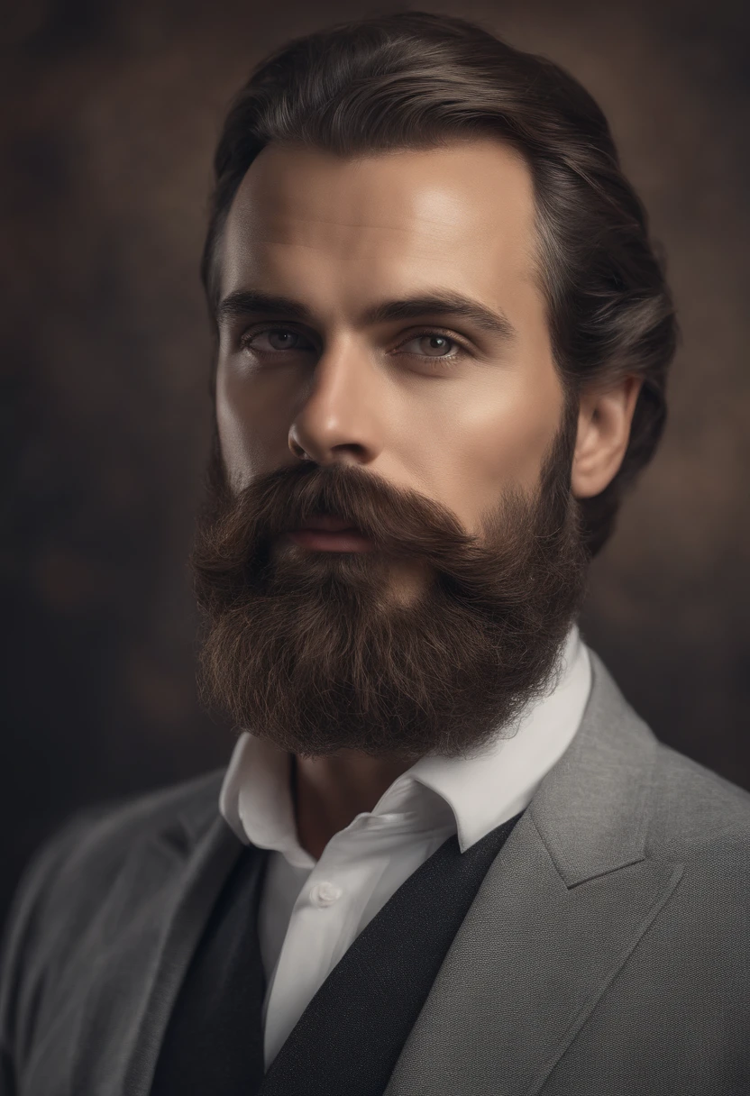Homme avec barbe et moustache en chemise blanche, Best quality,4K,8k,Very attractive man with beard, well-groomed facial hair, joli, Breathtaking, Realstic, Ultra-realistic image, moustache naturelle, old male,soft portrait shot 8 k, Very detailed portrait, thick mustache, Hyper-realistic style, barbe mince, poils courts du visage, Bartstoppeln, joli, face detailed, ultra realistic portrait, cheveux gris,elegant suit, ouvrir bouche,