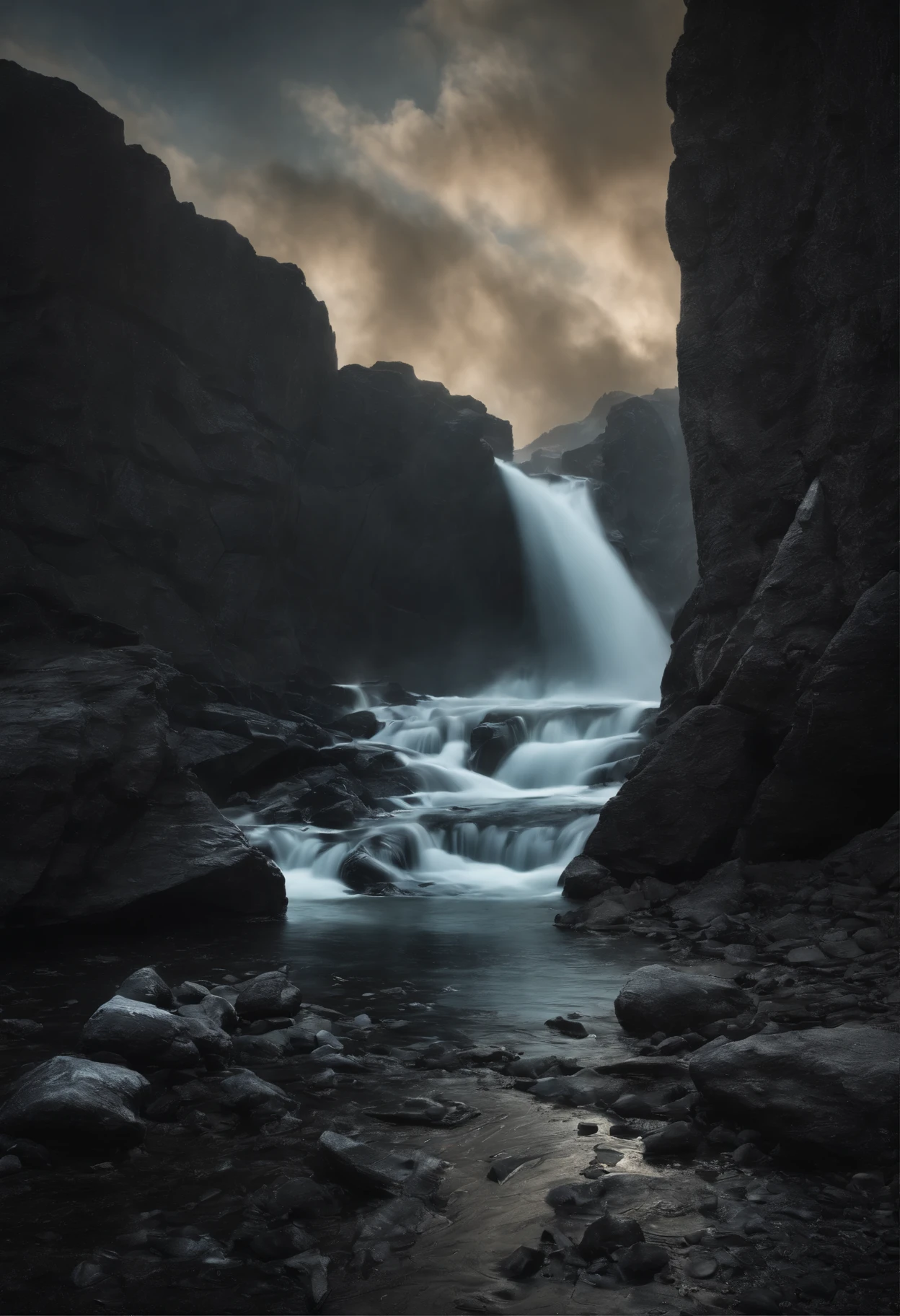 Antarctic continent、a paradise、Huge ice wall、tunnel、Plants、verdant、Skysky、aurora lights, night