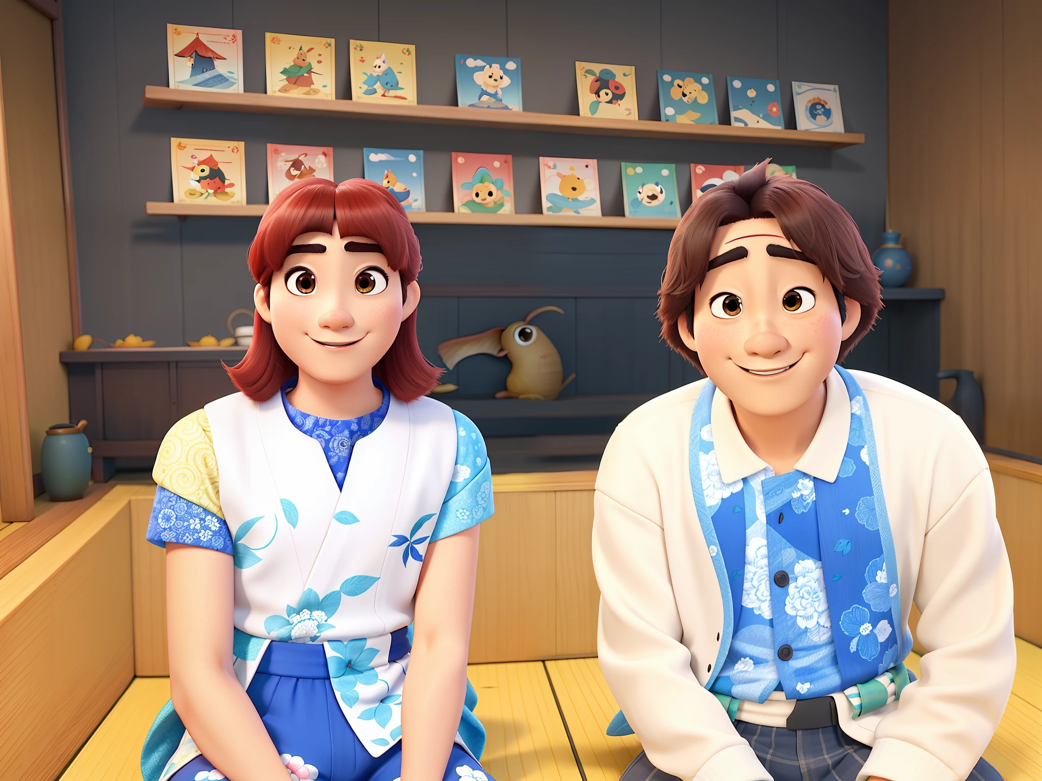 Poster escrito "Ikimonokari" com dois estilo japoneses da Disney Pixar, alta qualidade, melhor qualidade