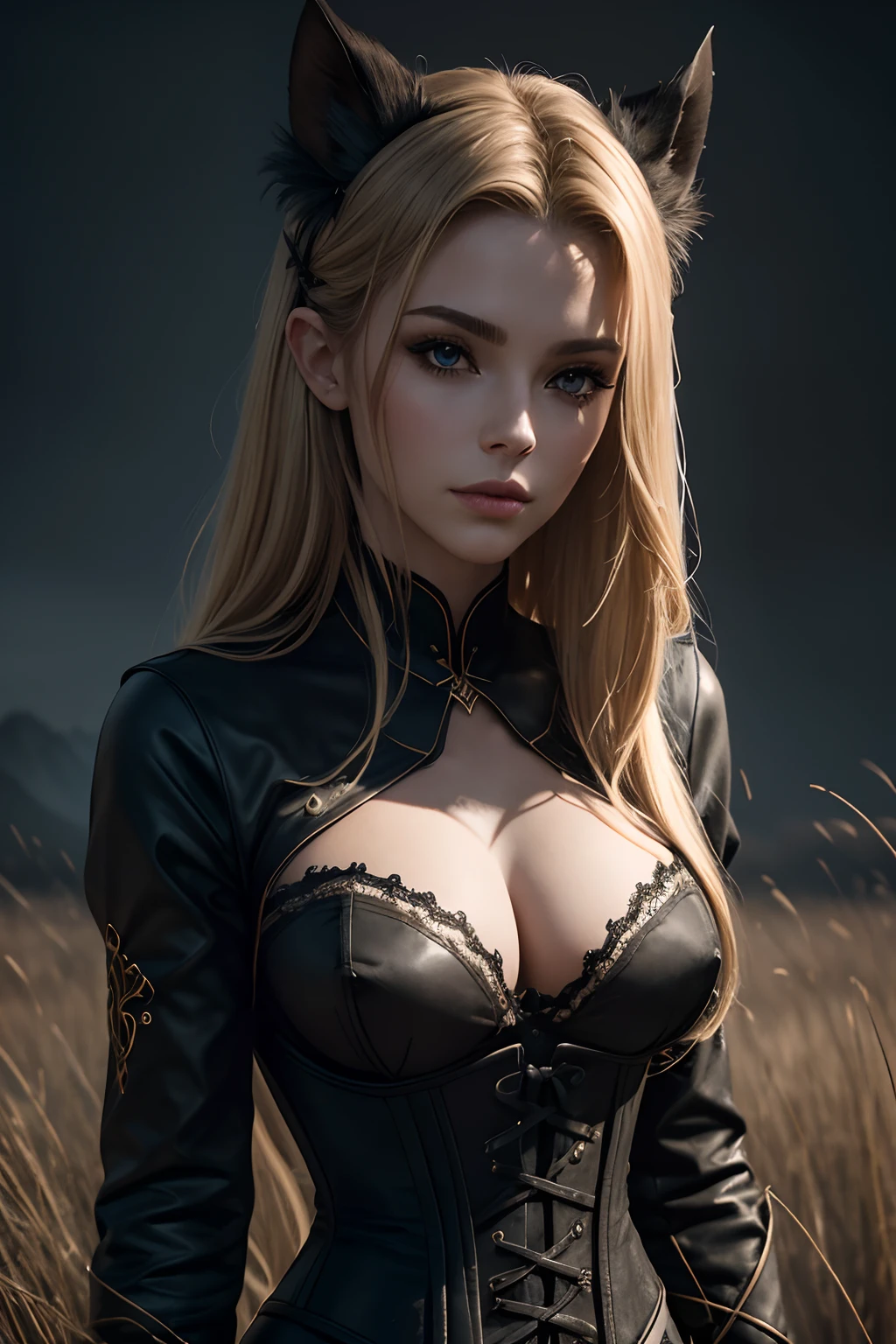Hand drawn, Sombre, graveleux, realistic sketch, Mix of bold dark lines and loose lines, Lignes en gras, sur papier, une femme elfe d"Stunning beauty, corps mince, Corset en cuir noir et armure, cheveux flottants blond, frange, corps entier, symboles elfiques, Runes, dark themed, Composition parfaite nombre d'or, tmasterpiece, Best quality, 4K, mise au point nette. meilleure main, anatomie parfaite.