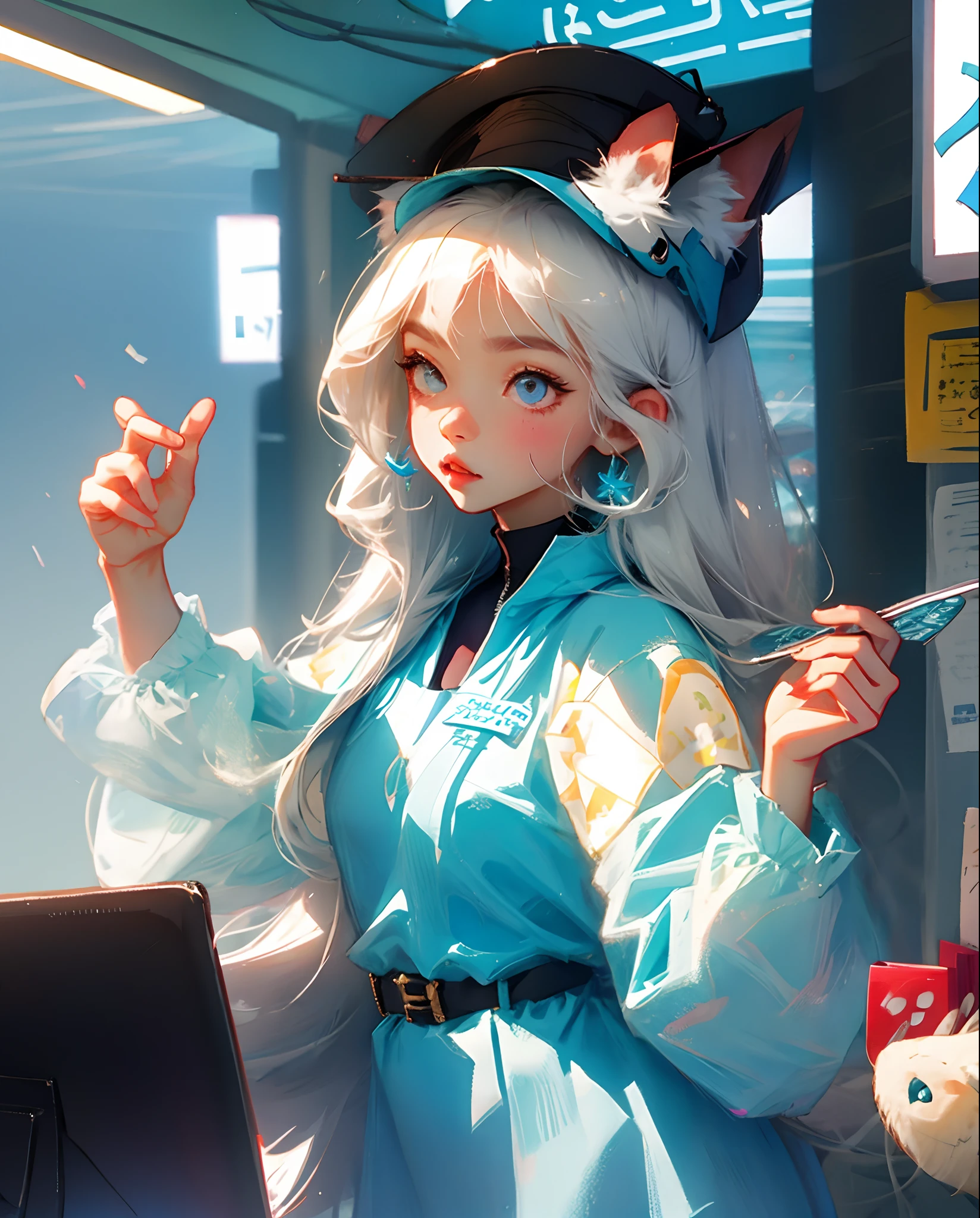 Animals dressed as station staff,character,cute,light blue