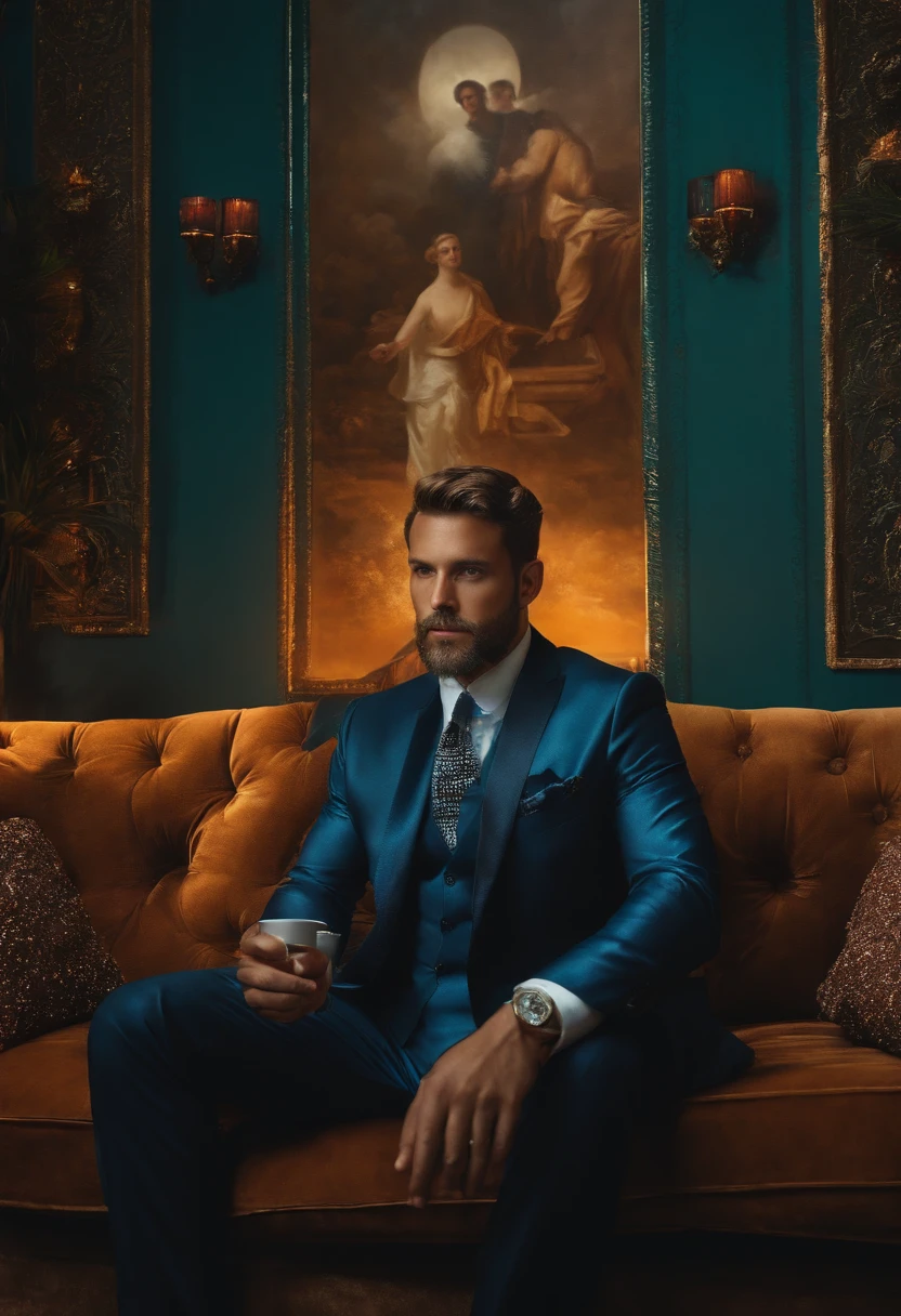 inteligencia artificial o futuro, homem, estilo serio, que tenha expressao de respeito e autoridade