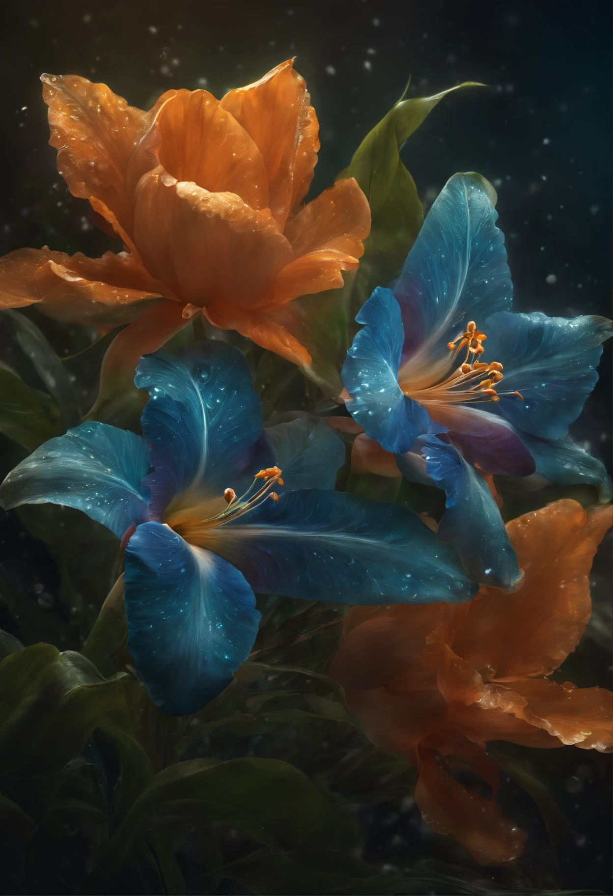 Magical Fantastic Flowers, Liquid Structure, Flying Petals, Sparks, Lightning, Splash, Portrait Photography, Fantasy Background, Intricate Patterns, Ultra Detailed, Luminous, Radiance, Ultra Realism, Complex Details, Intricate Details, 16k, HDR, High Quality, Trending On Artstation, Sharp Focus, Studio Photo, Intricate Details, Highly Detailed, By Greg Rutkowski