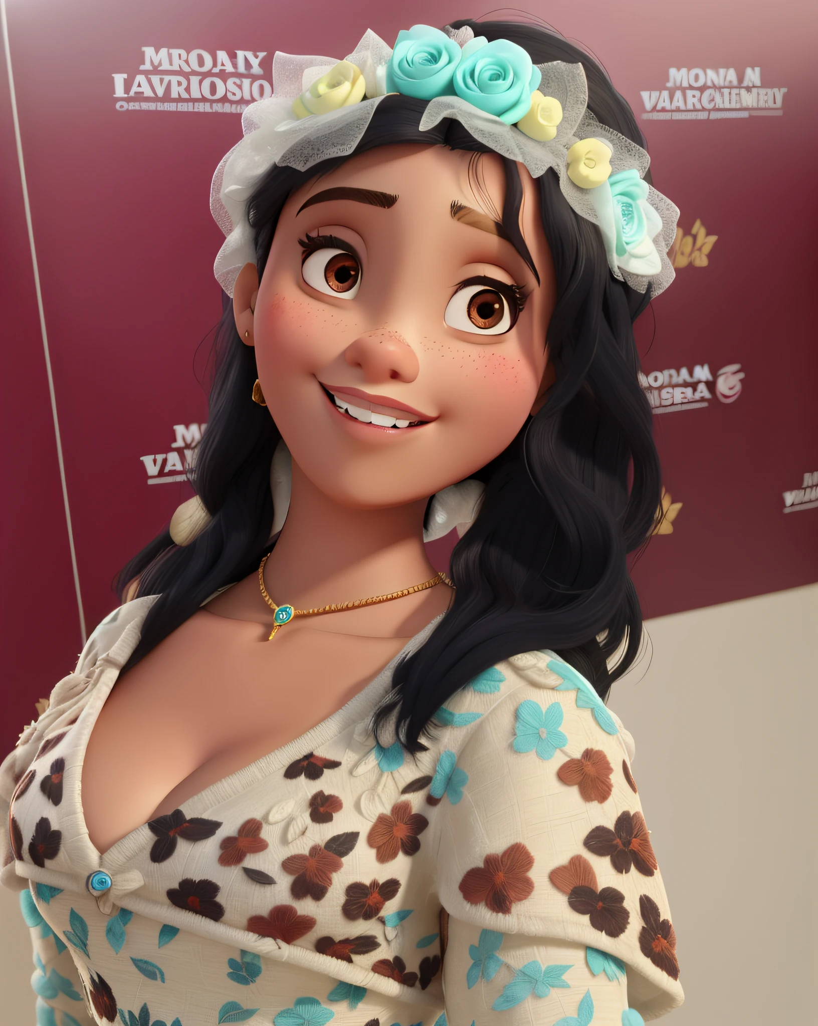 Uma mulher morena, estilo disney pixar cartoon, alta qualidade, melhor qualidade