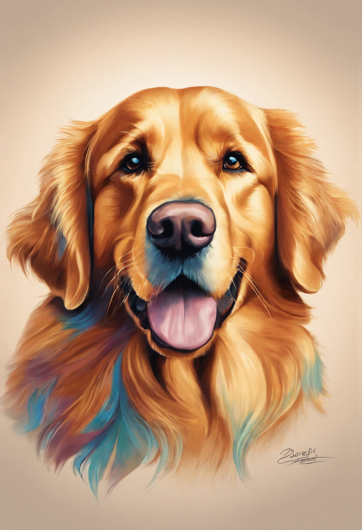 make vividly colored pixar drawing of a Golden Retriever Dog