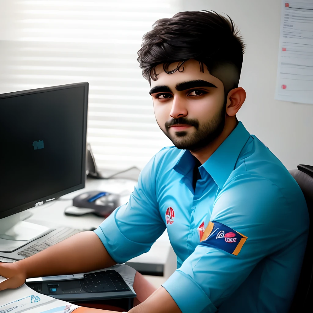 Babar Azam high quality image in office