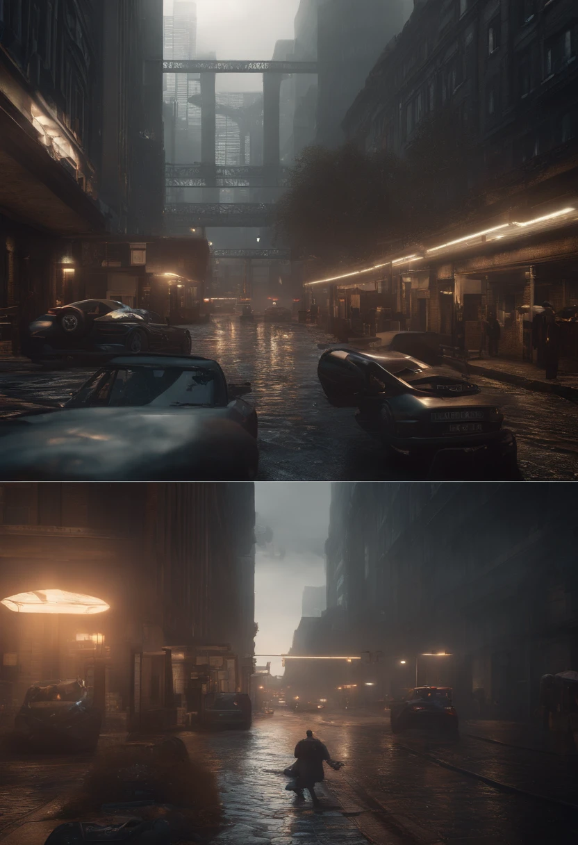 In a dystopian London setting with a gritty atmosphere, capture the scene with an octane render for an ultra-realistic and cinematic quality. Utilize the parameters 'ar 68:128,' 's 750,' and 'v 5.2' to enhance the visual impact. The result should resemble a compelling and immersive photograph